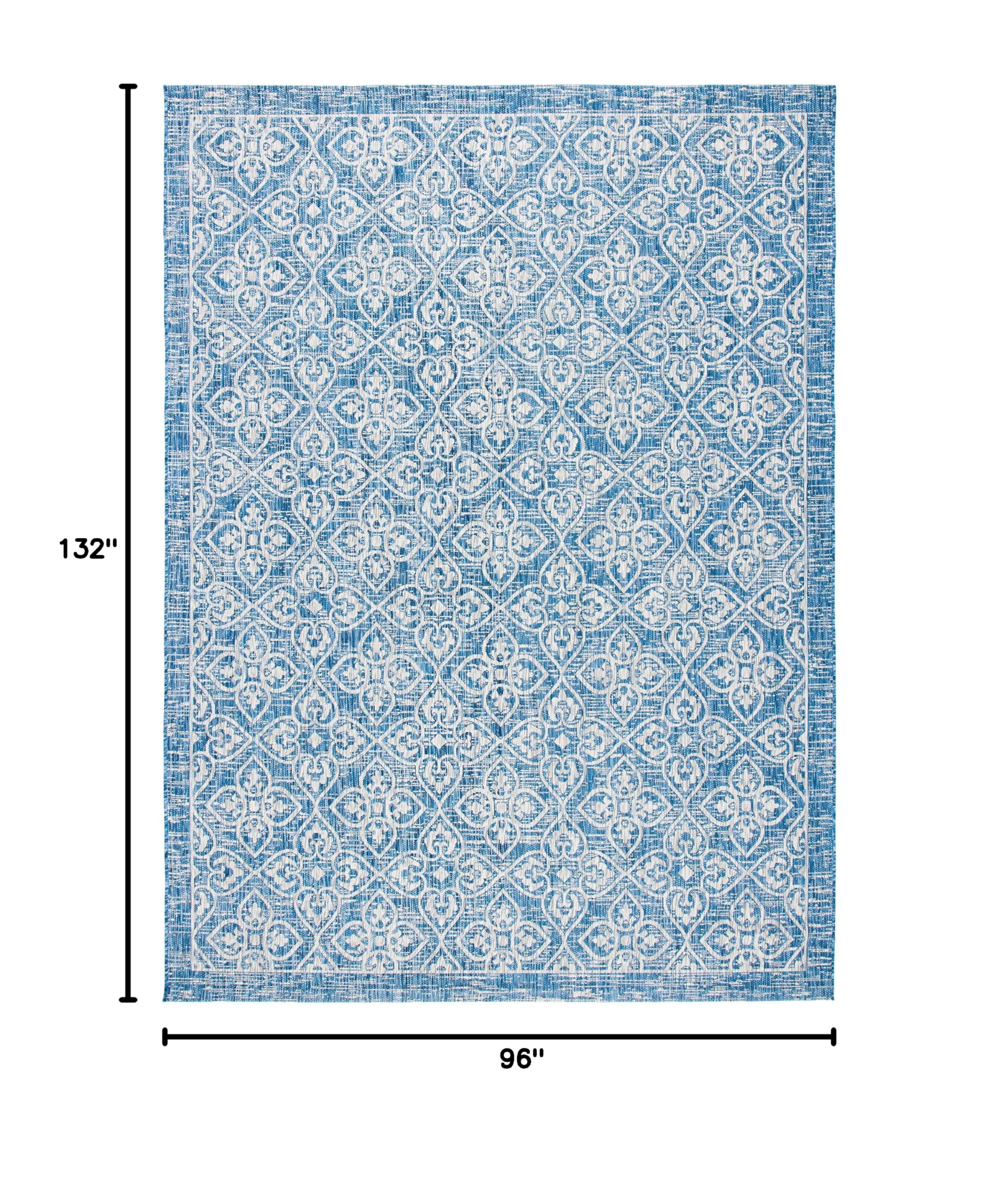 SAFAVIEH Courtyard Collection 8' x 11' Navy/Grey Indoor Outdoor Waterproof Rug - Easy to Clean, Stain Resistant for Patio, Backyard, Mudroom, Deck & Poolside (CY8066)