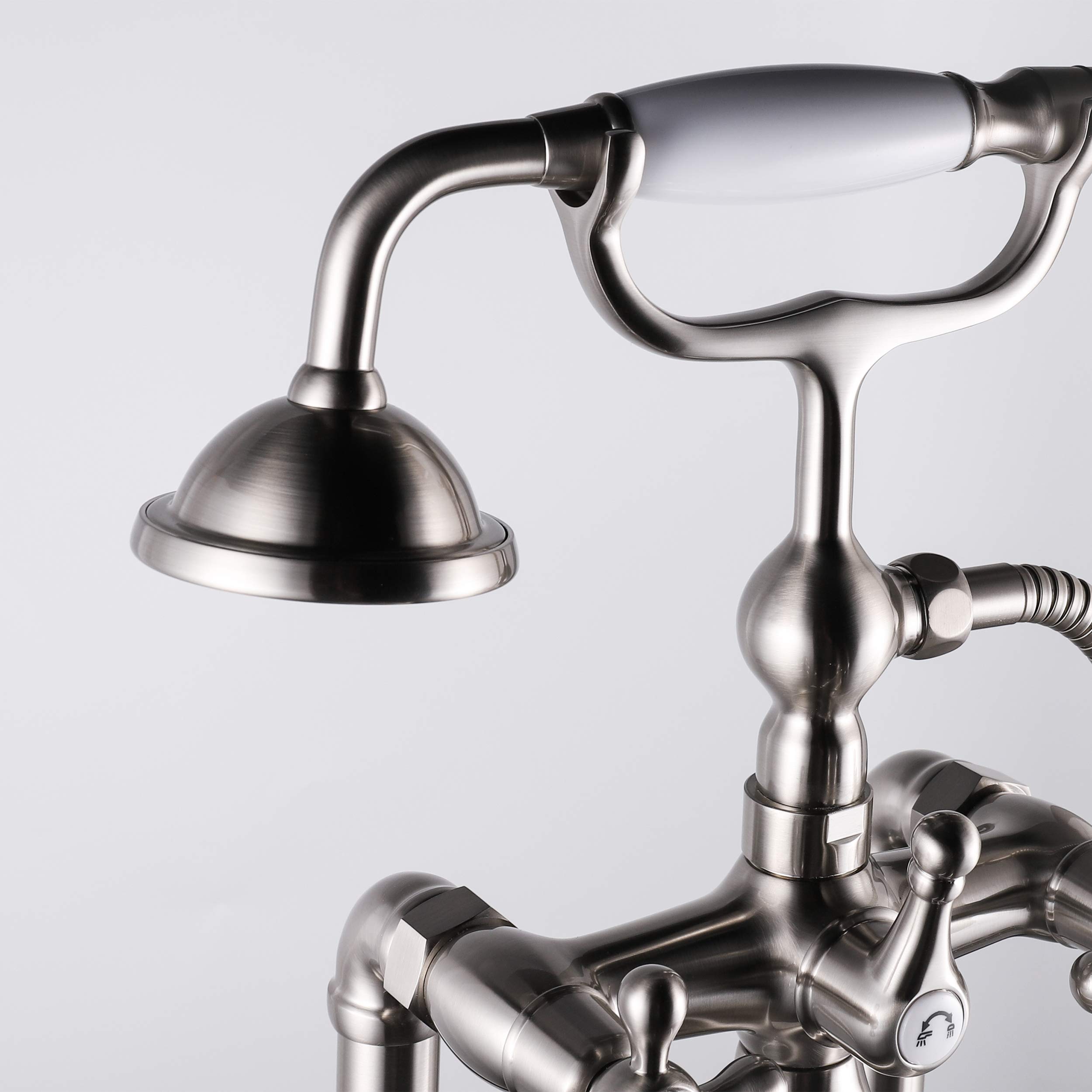 BTF03A-BN Freestanding Bathtub Faucet with Hand Shower in Brushed Nickel - Modern Ontario Style for Spa-Like Bathroom Experience, Perfect for Luxury Baths and Relaxation