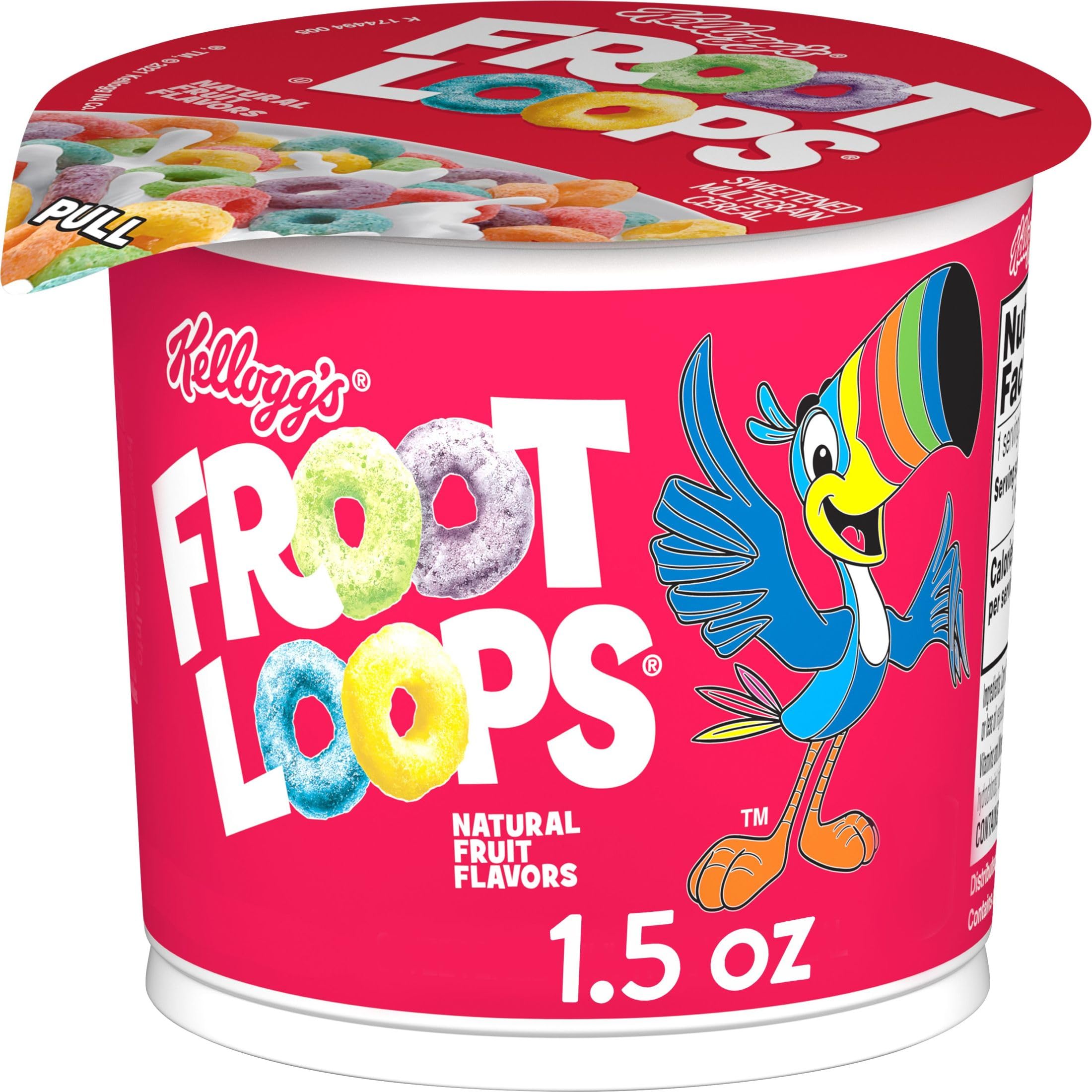 Froot Loops Cold Breakfast Cereal Cup - Fruit Flavored Vitamin C Snacks, Original 1.5oz (1 Cup) | Perfect for Quick Breakfast, Office Snacks & Kids Lunch Box