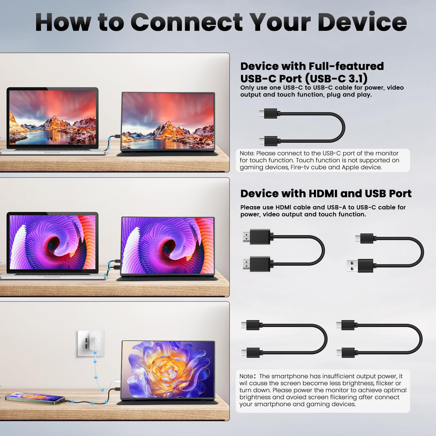 16 Inch Portable Touchscreen Monitor with HDR10, IPS 1920x1200P Resolution, Metal Shell & Smart Cover - USB-C/HDMI External Display for Laptop, PC, Gaming, Phone - Perfect for Work, Travel & Entertainment