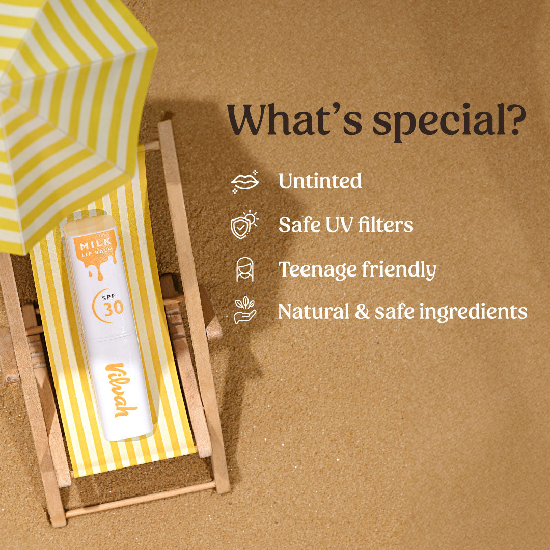 SPF 30 PA+++ Milk Lip Balm with Brightening Effect - Moisturizing & Sun Protection for Dry Lips - Perfect for Outdoor Activities, Travel & Daily Use