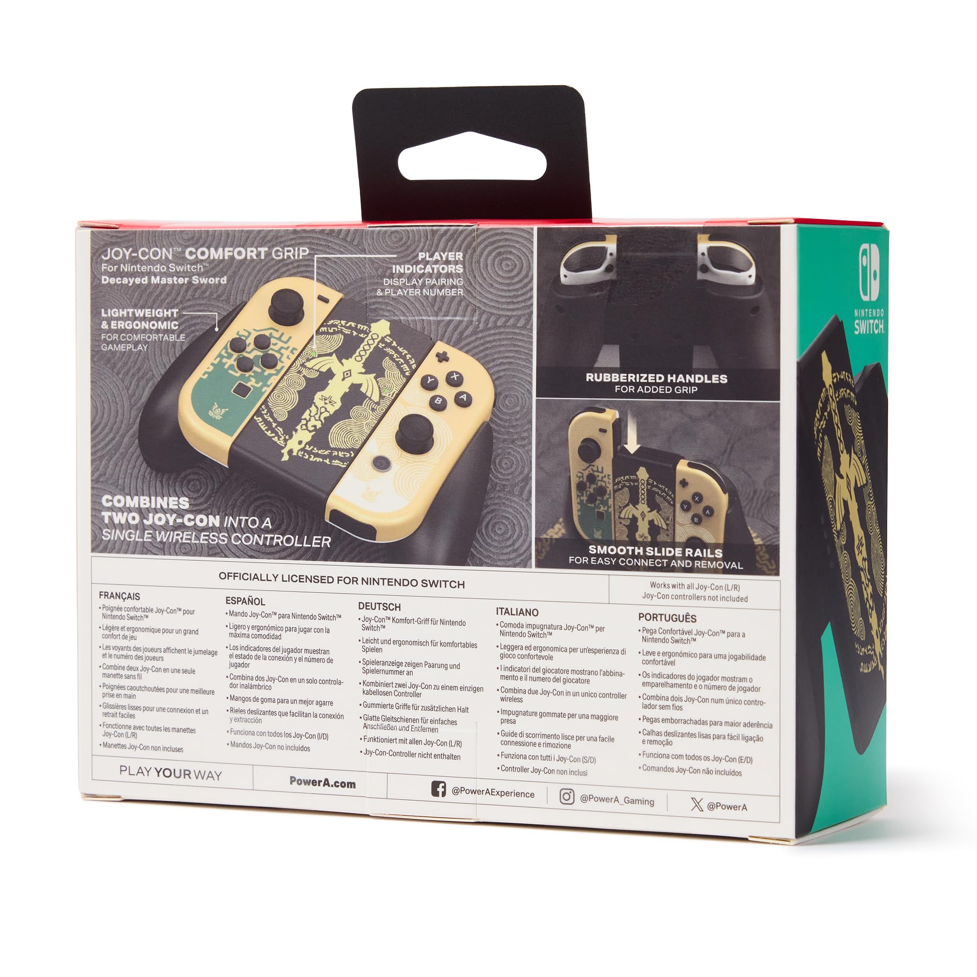 PowerA Joy-Con Comfort Grip for Nintendo Switch - Decayed Master Sword Controller | Ergonomic Gamepad for Nintendo Switch & Switch Lite | Perfect for Gaming Sessions & Travel