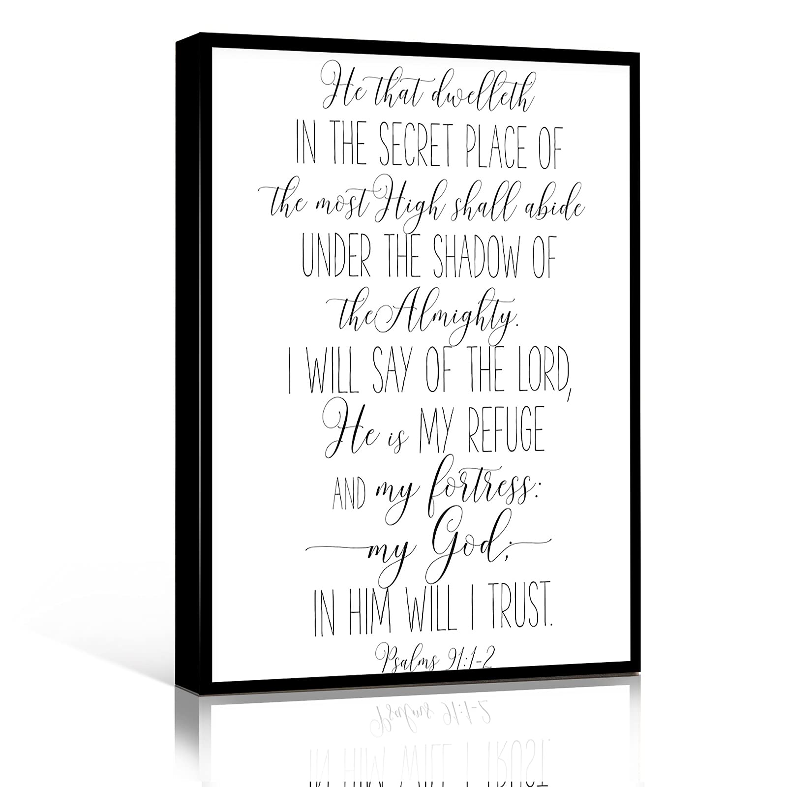 Women's Bathroom Decor & Nursery Wall Art - 'He Is My Refuge' Bible Verse Framed Canvas (16x24 Inch) - Christian Scripture Quote Art for Home, Church & Gift Giving