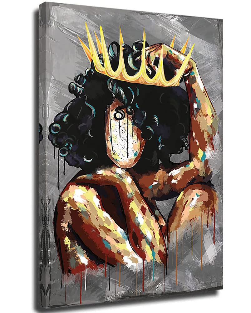 African Queen Wall Art - 12x18 Framed Black Decor for Bedroom & Office