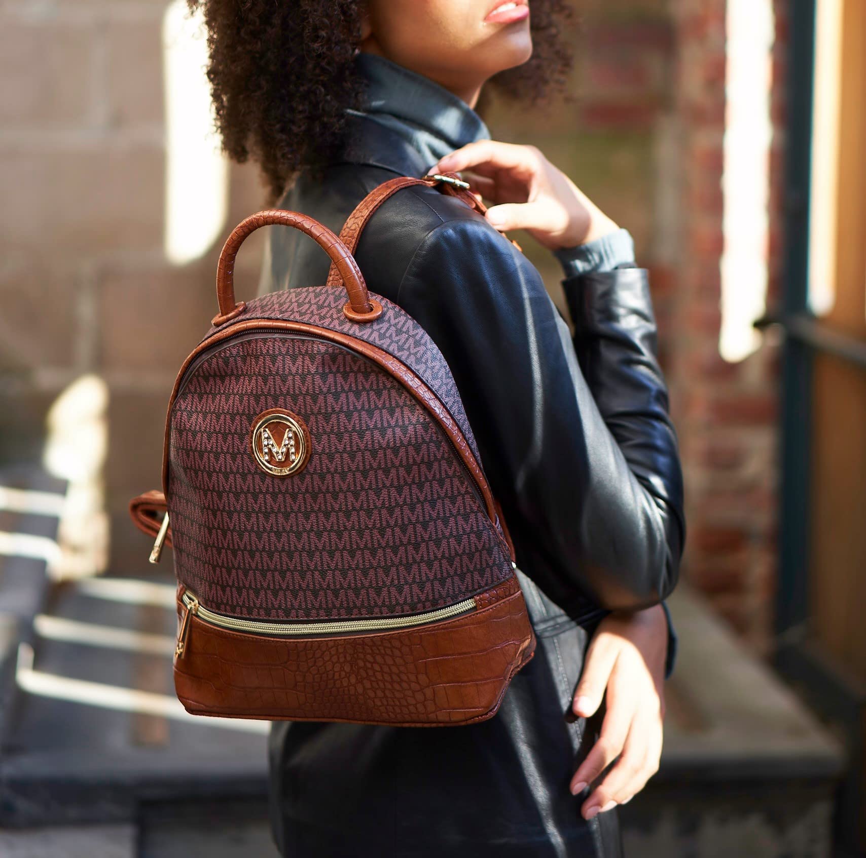 MKF Vegan Leather Backpack for Women - Stylish Travel & Work Bag
