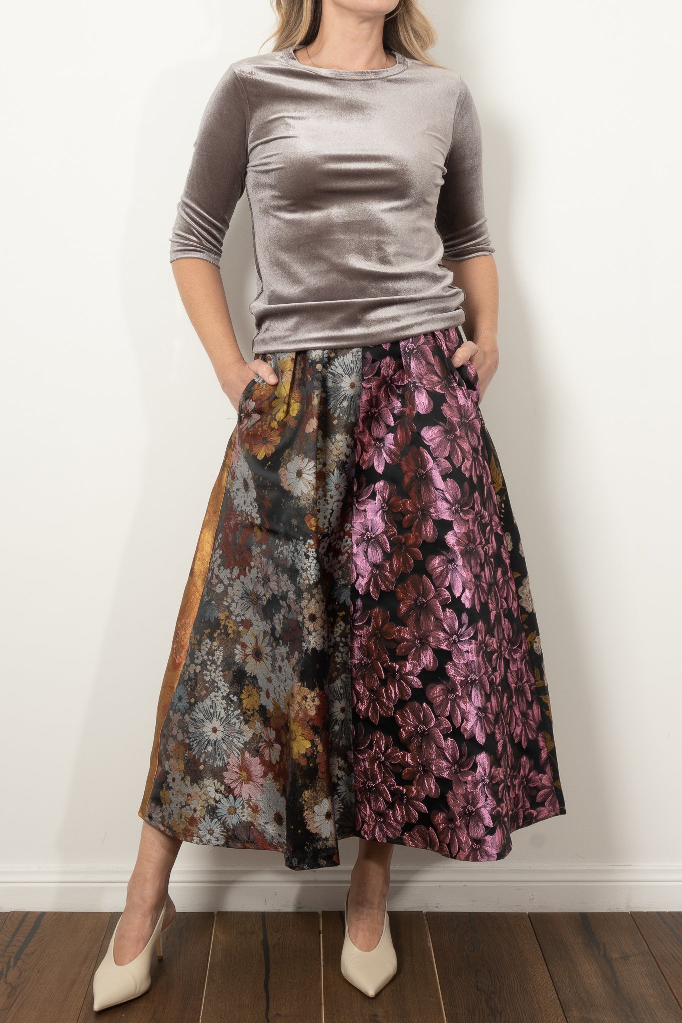 Elegant M.A. Dainty Parted Skirt for Women - Flowy A-Line Midi Skirt with Side Slit | Perfect for Office Wear, Date Night & Summer Outfits