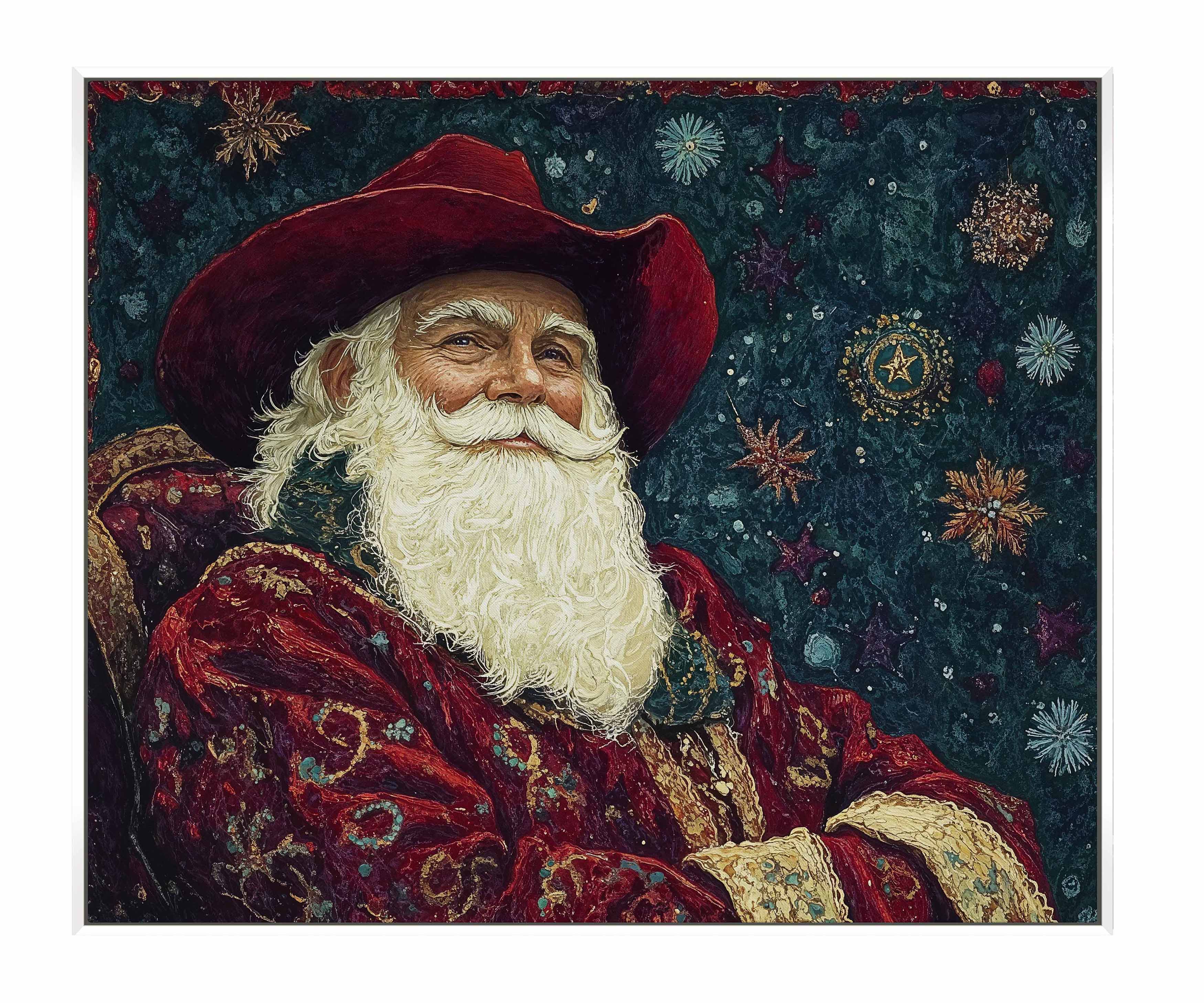 Frontier Father Christmas Gallery Wrapped Canvas - Holiday Wall Art Decor for Living Room, Bedroom & Office - Perfect Christmas Gift & Festive Home Decoration
