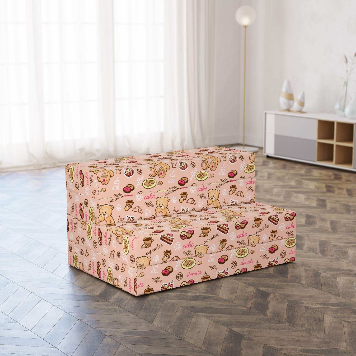 Ambesonne Dessert Themed Foldable Mattress - Cupcakes, Cookies & Donuts Print, 74.8