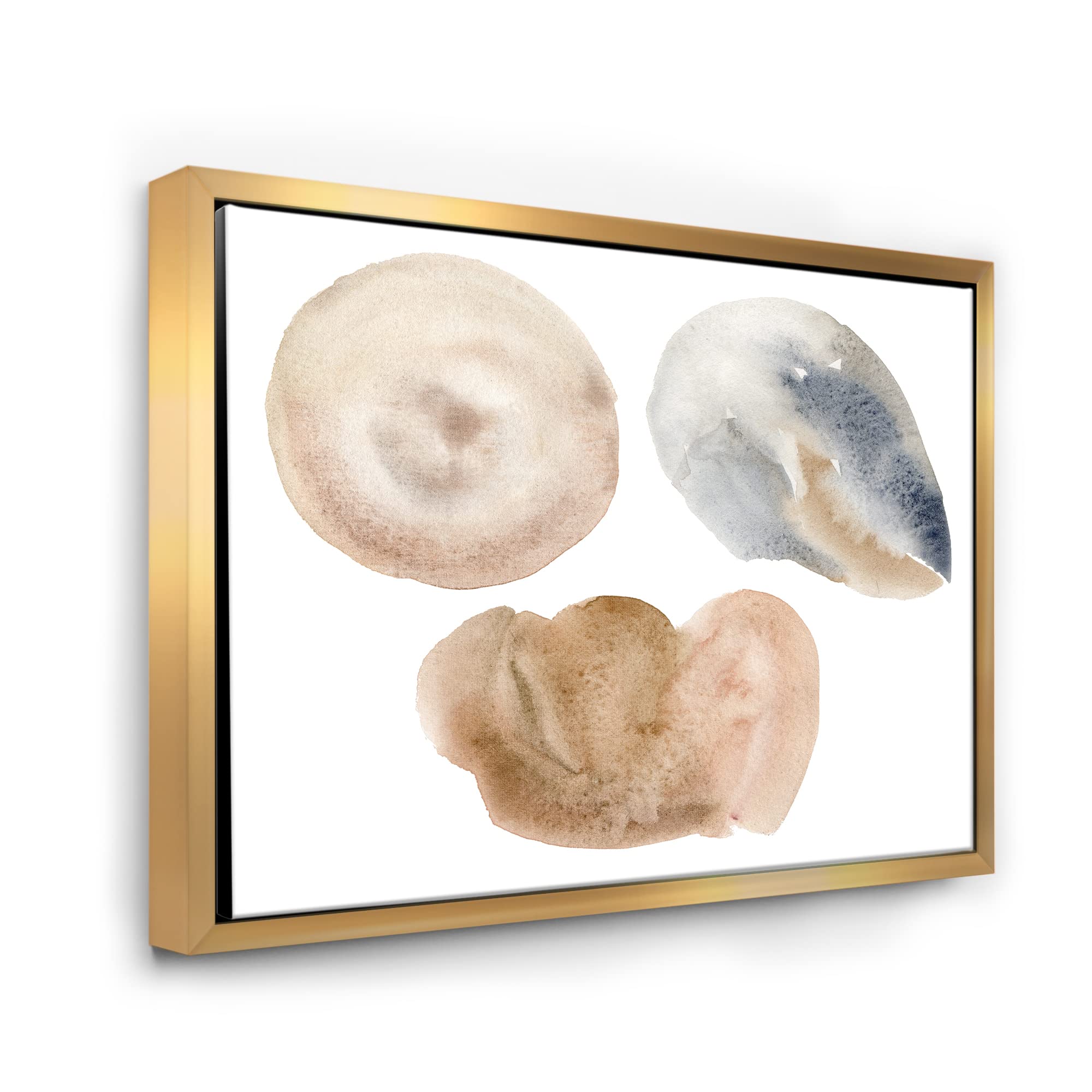 Abstract Blue & Beige Circle Spot Framed Canvas Wall Art Print - Modern Holiday Decor for Living Room, Bedroom & Office