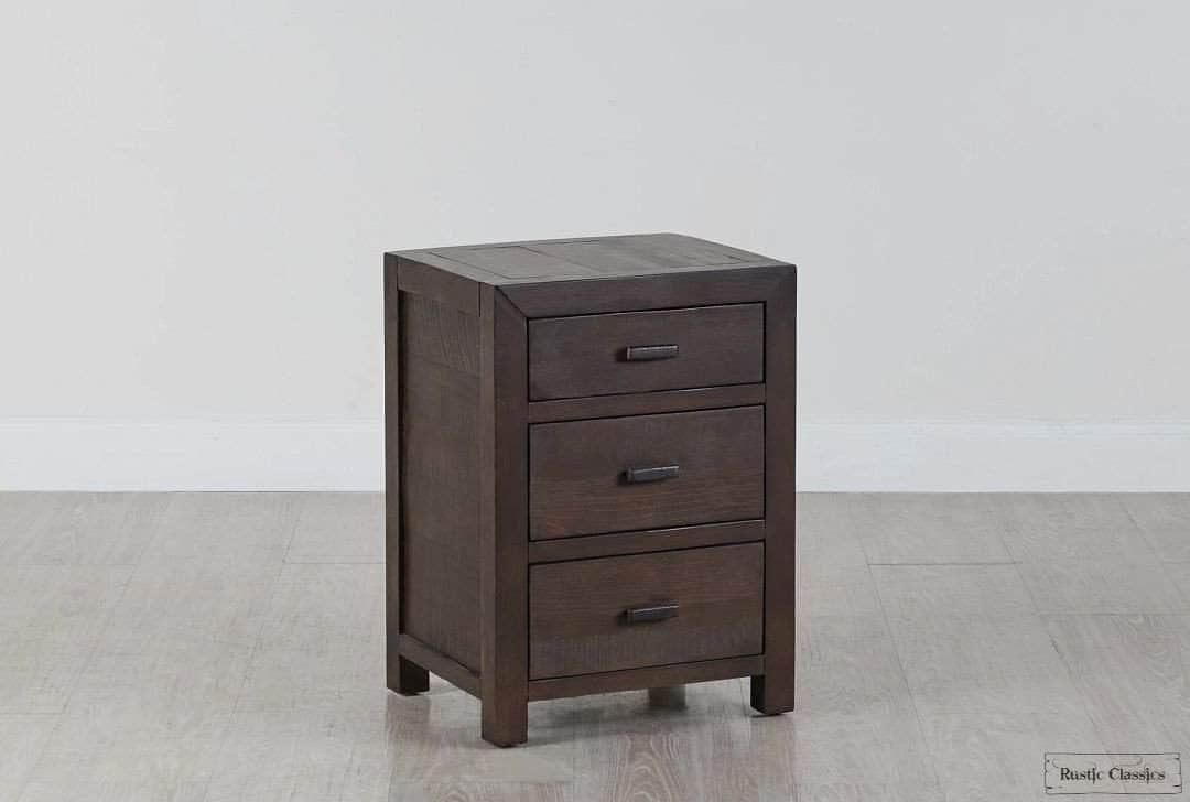Whistler Reclaimed Wood 3-Drawer Nightstand - Rustic Brown Bedside Table for Bedroom, Living Room & Guest Room Storage