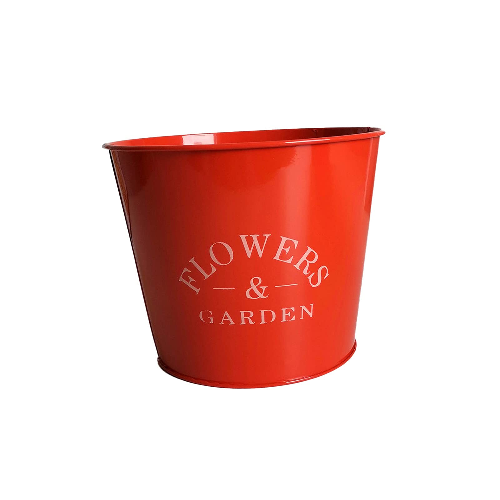 Hislaves Anti-Slip Fadeless Iron Flower Pot Bucket - Smooth Surface Flower Basket Holder for Home & Garden Decoration (Red) | Perfect for Indoor Plants, Outdoor Gardening, and Decorative Centerpieces
