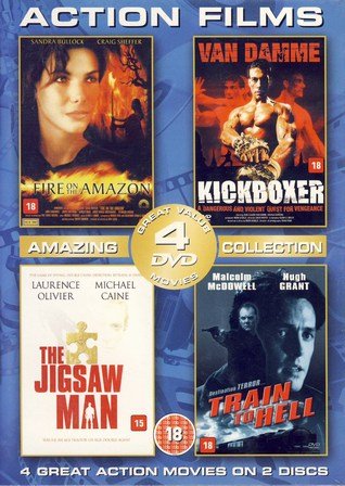 Kickboxer, Fire On The Amazon, Train To Hell, The Jigsaw Man - Action Movie Collection DVD Set | Martial Arts, Adventure & Thriller Films | Perfect for Movie Nights & Action Fans