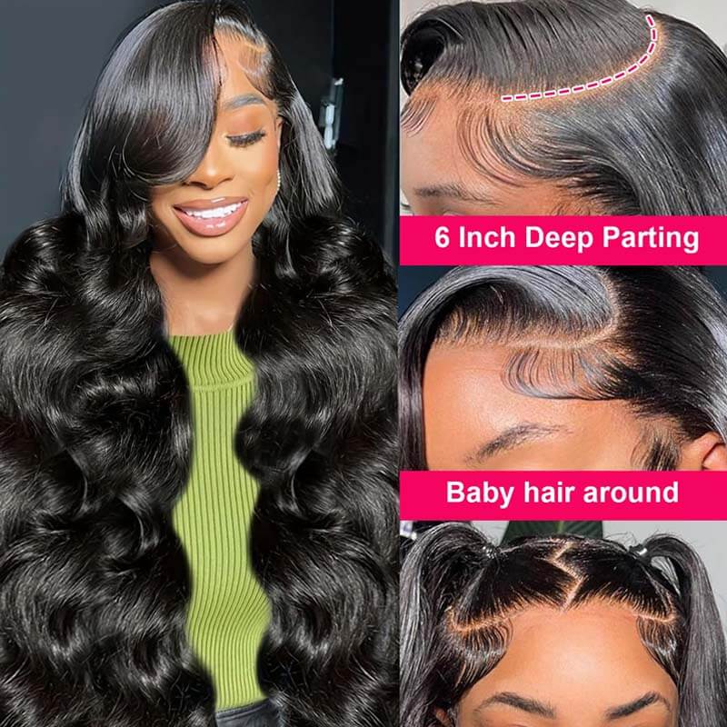 Eullair Body Wave Wigs 9x6 Parting Human Hair Lace Front Wigs - Glueless, Pre Plucked, Pre Cut, No Knots - Natural Look for Women | Perfect for Daily Wear, Parties & Special Occasions