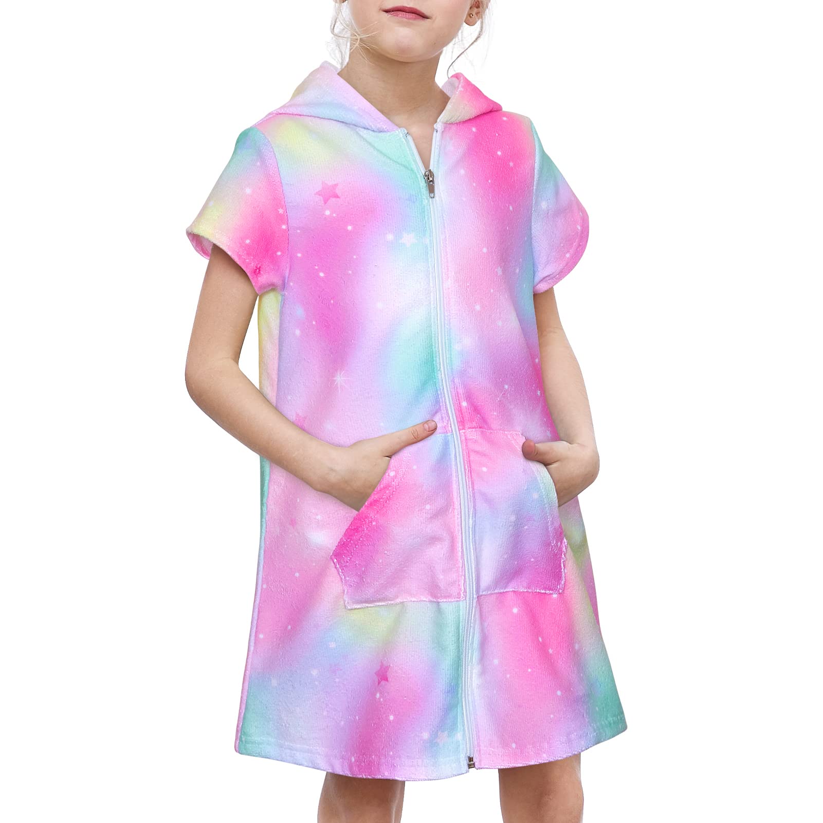 Basumee Girls Swim Cover Up - Terry Cloth Hooded Bathing Suit Coverup for Beach, Pool & Shower | Quick-Dry Swimwear for Girls