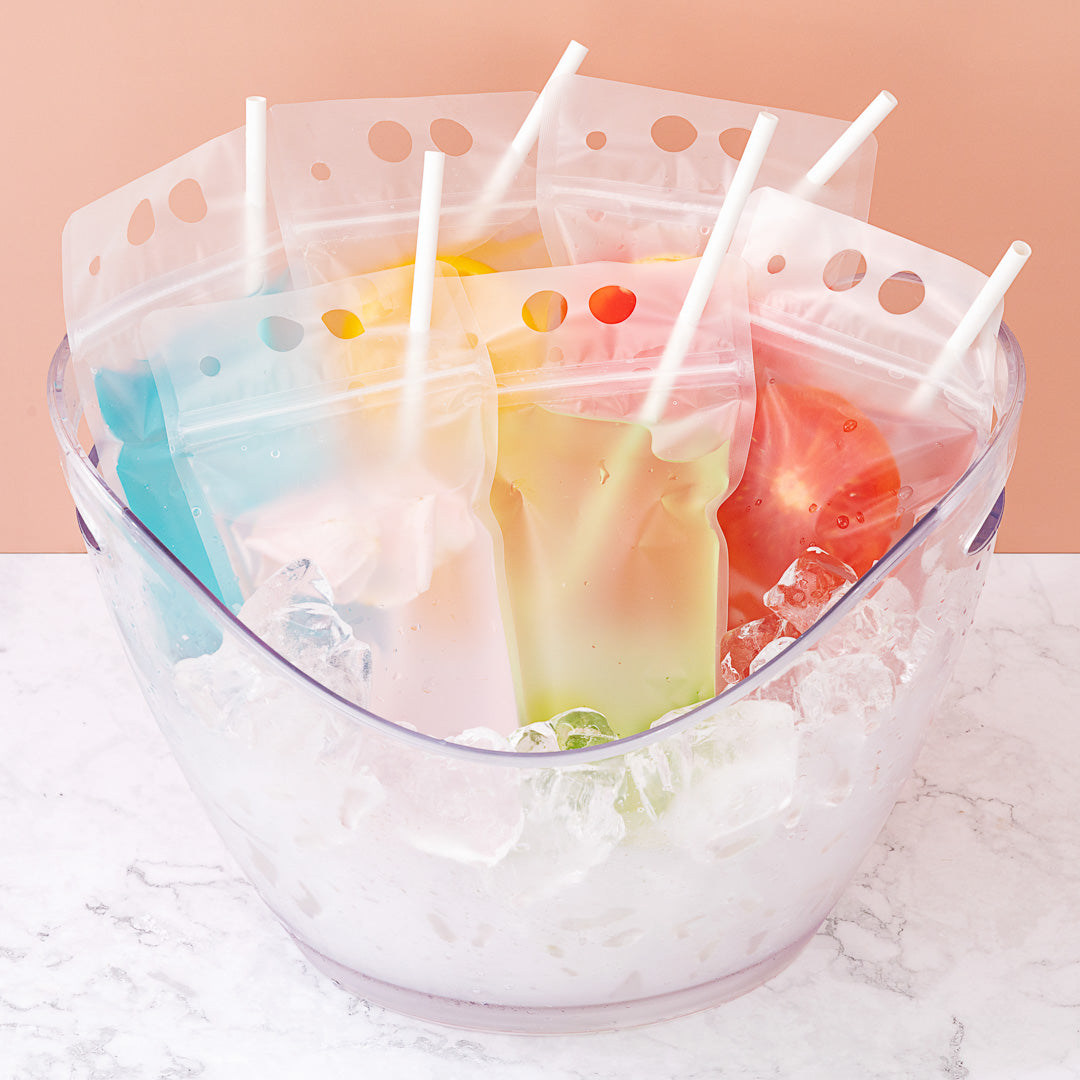 Bag Tek 17 oz Clear Plastic Drink Pouch with Single Zipper - 5 x 9 x 1.5 Inches - 100 Count Box - Perfect for Juice, Smoothies, and On-the-Go Hydration