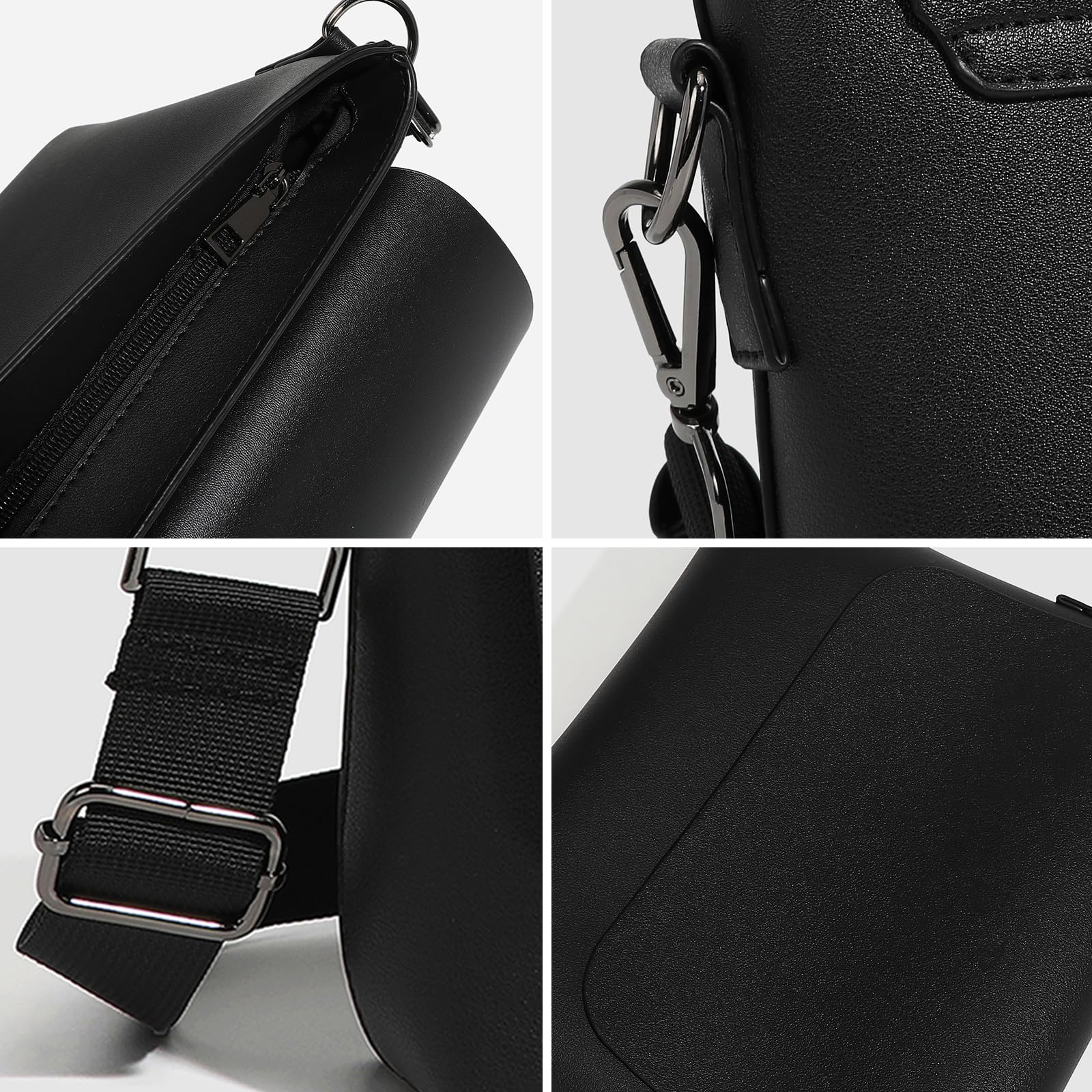 Premium Genuine Leather Flap Messenger Bag for Men - Small Black Crossbody Shoulder Bag - Ideal for Work, Travel & Everyday Use