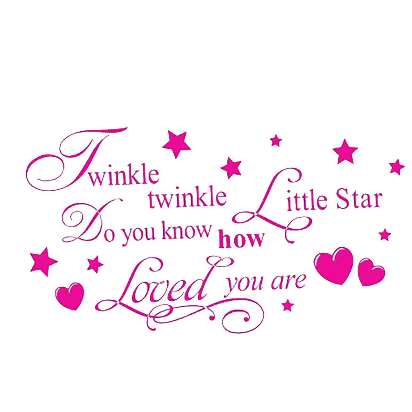 DIY Letter Wall Stickers Decals - English Proverbs Quote Home Decor for Living Room & Bedroom - Removable Star & Heart Combination Wall Art - Self-Adhesive Decorative Stickers (Hot Pink, 28x17 inches) - Perfect for Nursery, Dorm, Office & Party Decorations