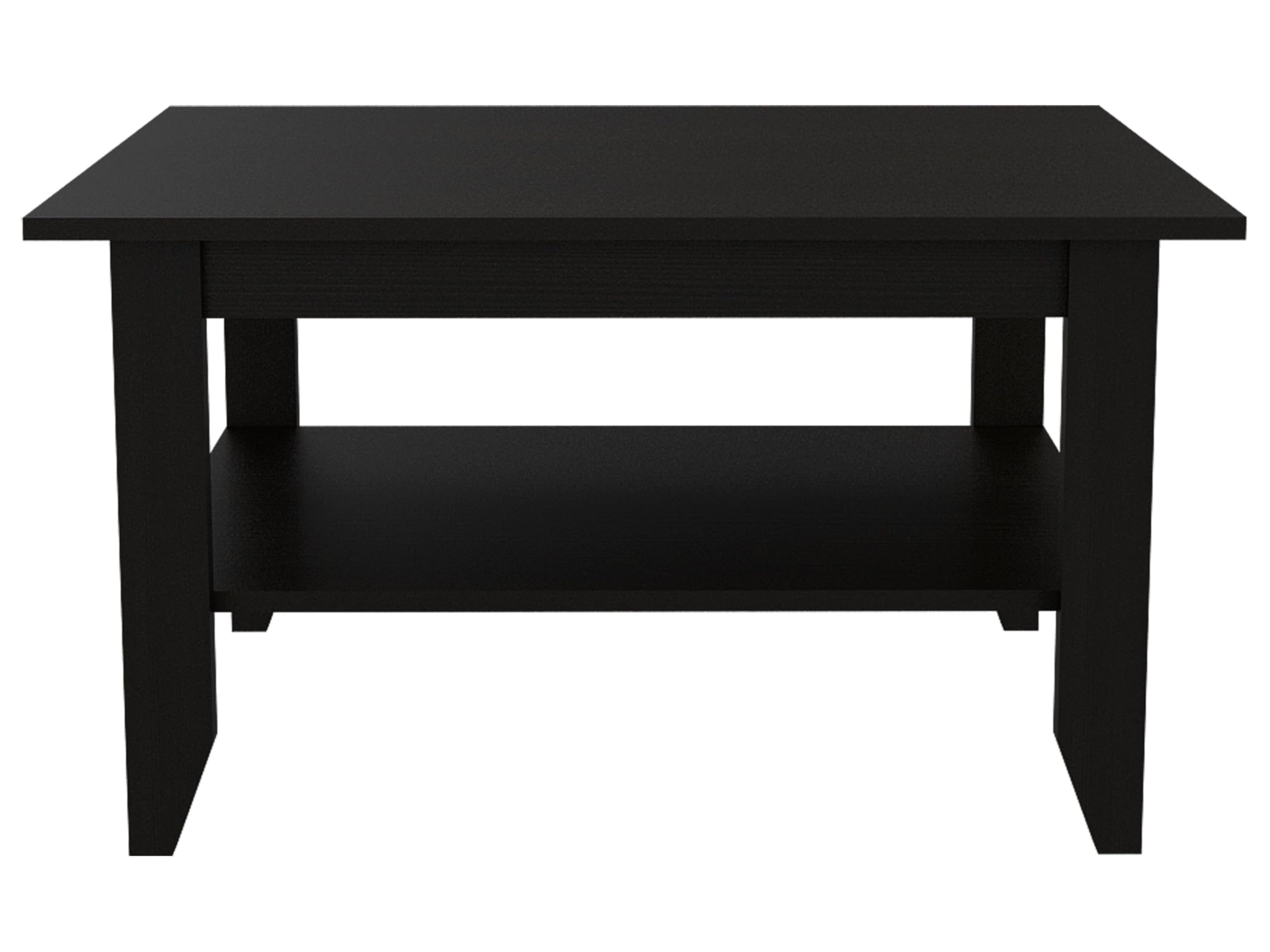 Tuhome Modern Essential Coffee Table with One Shelf and Four Legs - Black - Perfect for Living Room, Lounge, and Office Decor