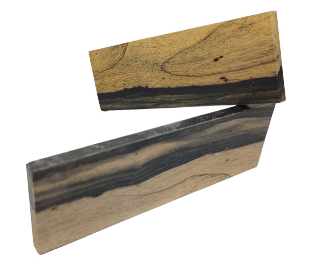 Premium Black and White Ebony Knife Scales - Exotic Wood Handle for Custom Knives, Perfect for DIY Knife Making and Woodworking Projects