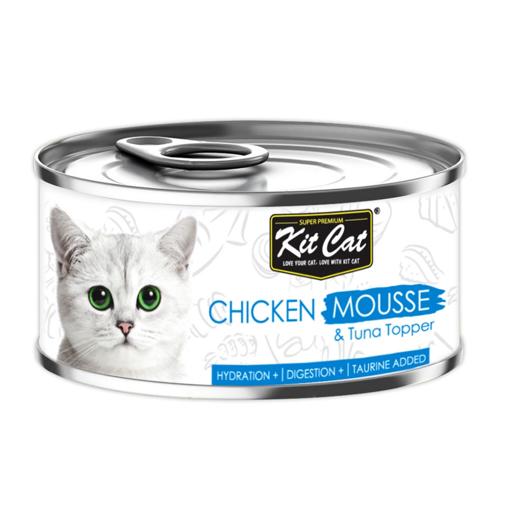 Premium Kit Cat Deboned Cat Food Topper - Savory Chicken & Tuna Flavor (80g) for Adult Cats & Kittens | Grain-Free Wet Food Supplement | Enhances Appetite & Nutrition - Perfect for Picky Eaters & Mealtime Enrichment