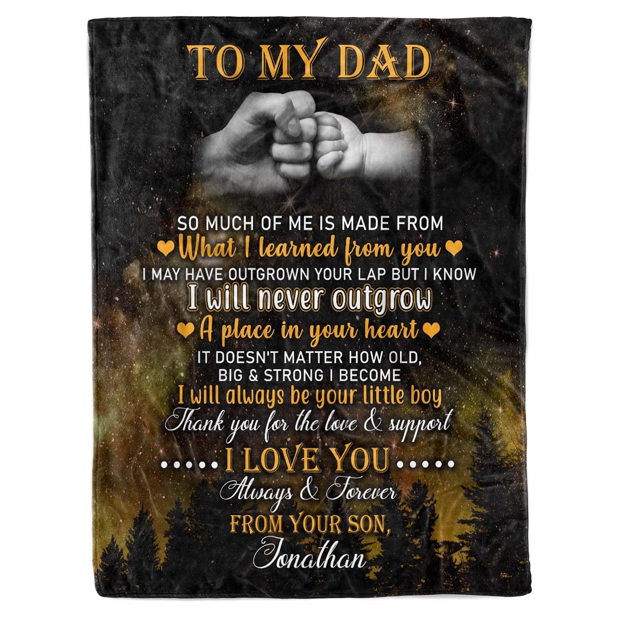 Personalized Custom Fleece Sherpa Blanket with Daughter Name - 'To My Dad, Daddy Always Be Your Little Boy' - Cozy Bed Throw, Tapestry Wall Hanging Gift for Father's Day, Birthday & Christmas (Style 2) - Perfect for Family Movie Nights, Camping & Home Decor