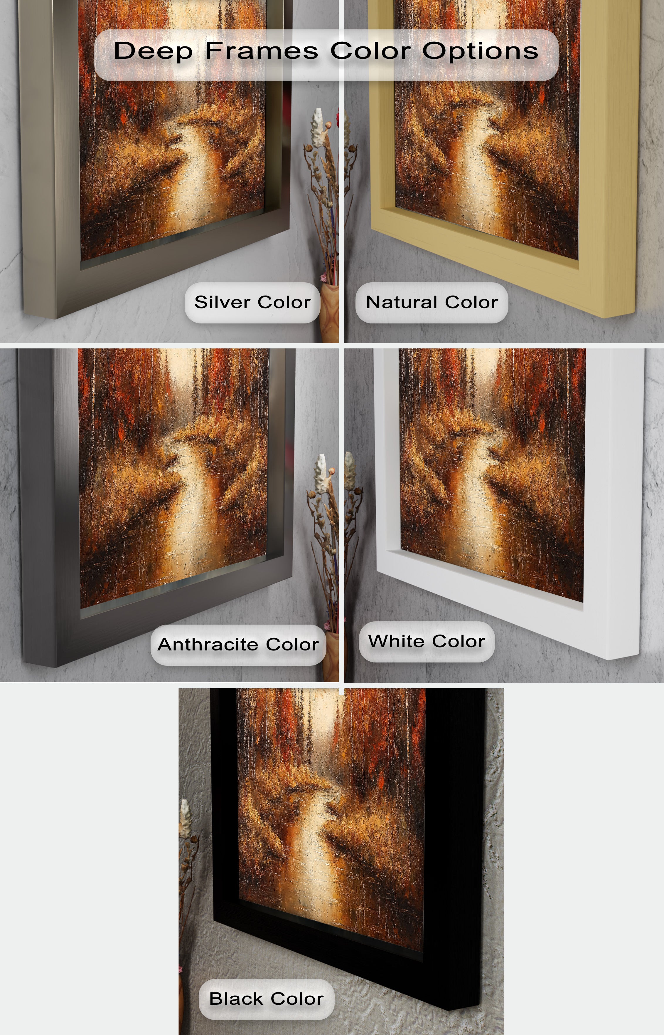 Autumn Forest River Landscape Oil Painting - Handmade Canvas Art for Living Room, Bedroom & Office Decor