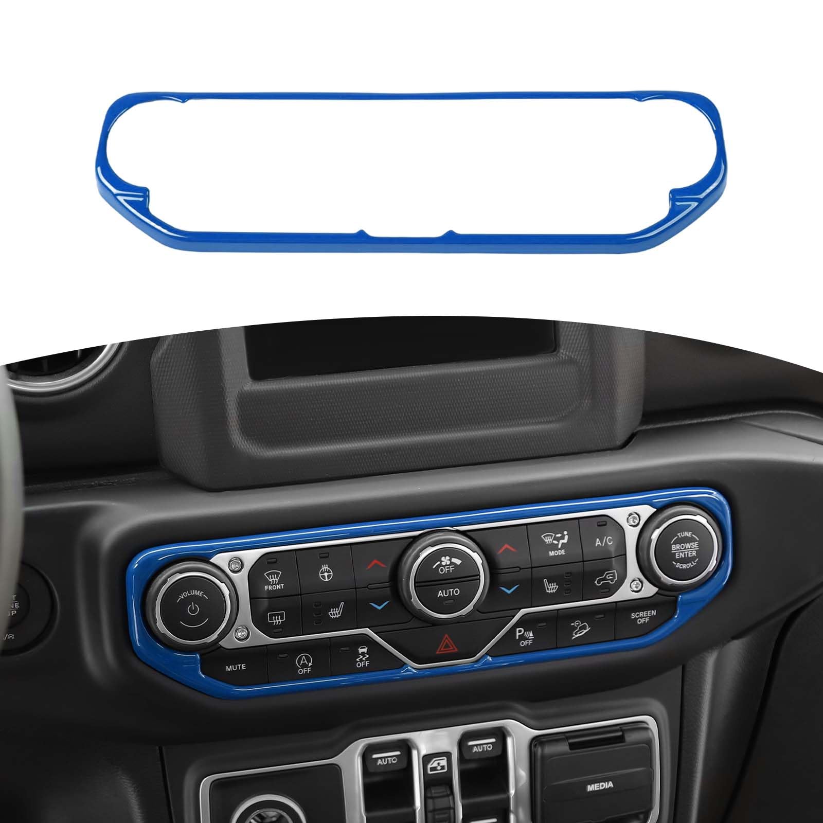 Blue RT-TCZ AC Switch Cover Trim Frame for Jeep Wrangler JL/JLU/Gladiator JT (2018-2023) - Interior Dash Accessories | Perfect for Off-Roading & Customization Upgrades