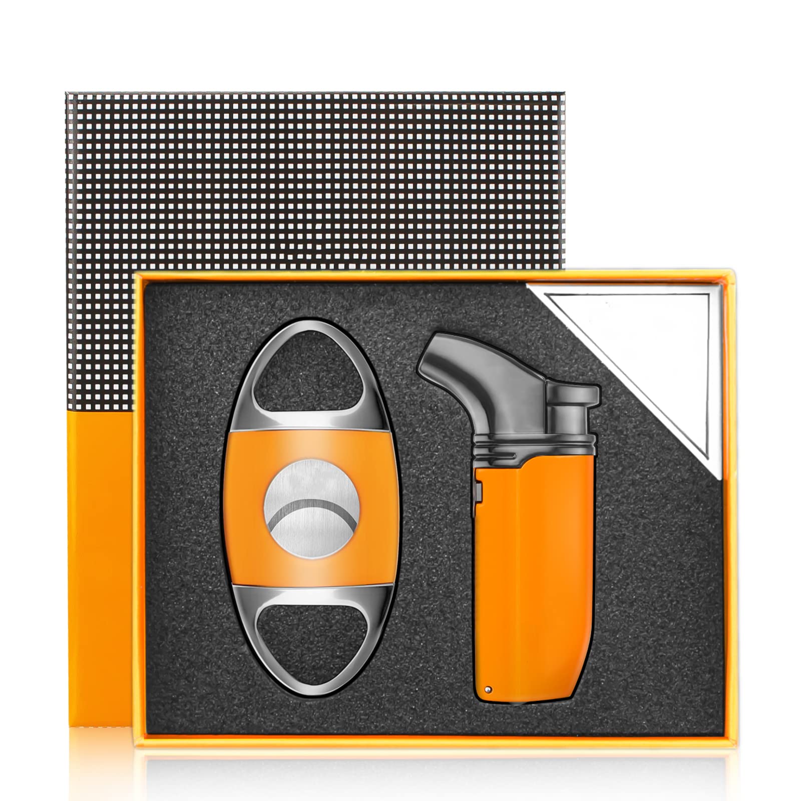 Premium Stainless Steel Windproof Jet Torch Lighter & Cigar Cutter Set - Luxury Men's Gift for Cigar Enthusiasts - Perfect for Outdoor Smoking, Camping, and Special Occasions