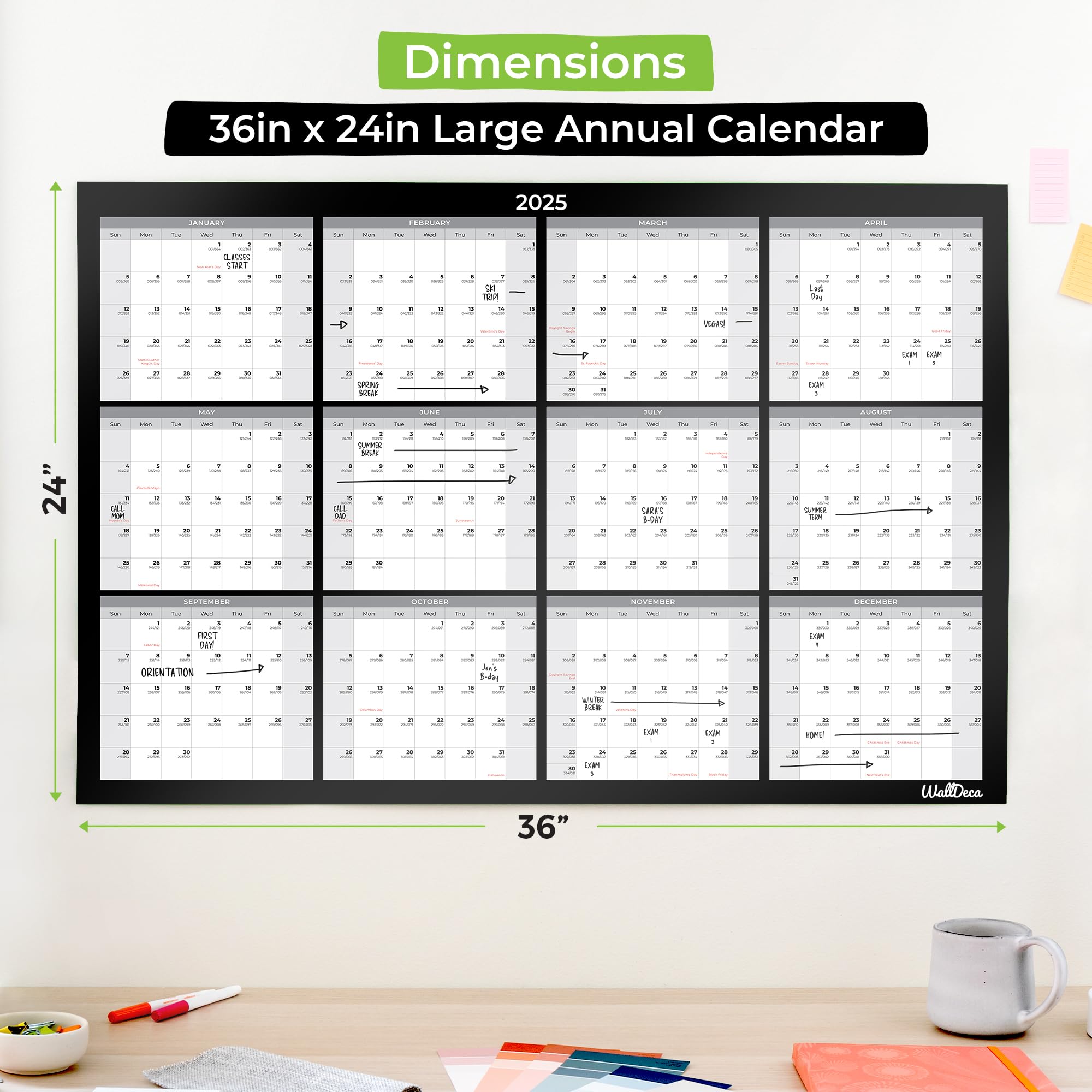 2025 Dry Erase Wall Calendar - 24