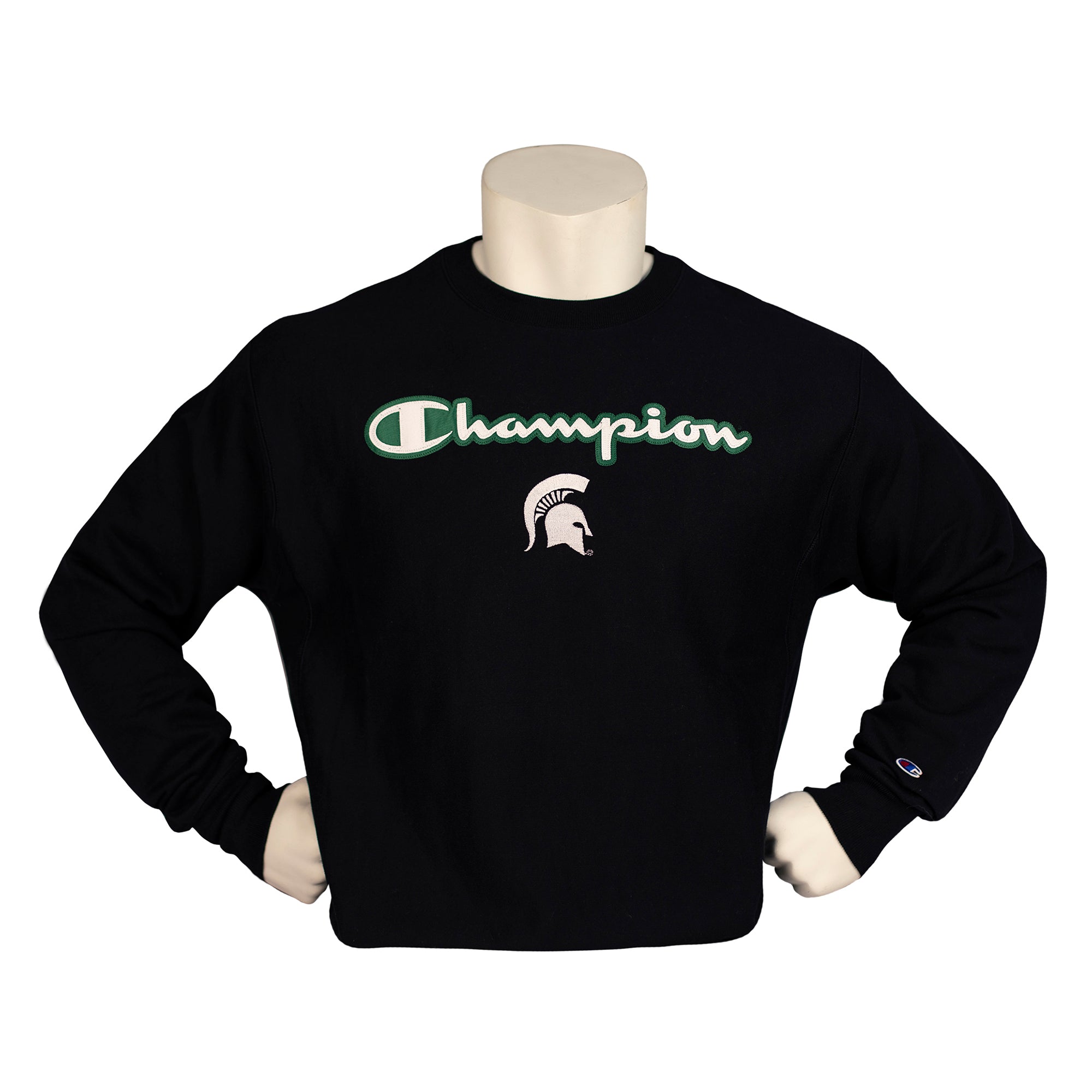 Champion MSU Reverse Weave Men's Crew Neck Sweatshirt - Comfortable Cotton Pullover for Casual Wear & College Sports Fans