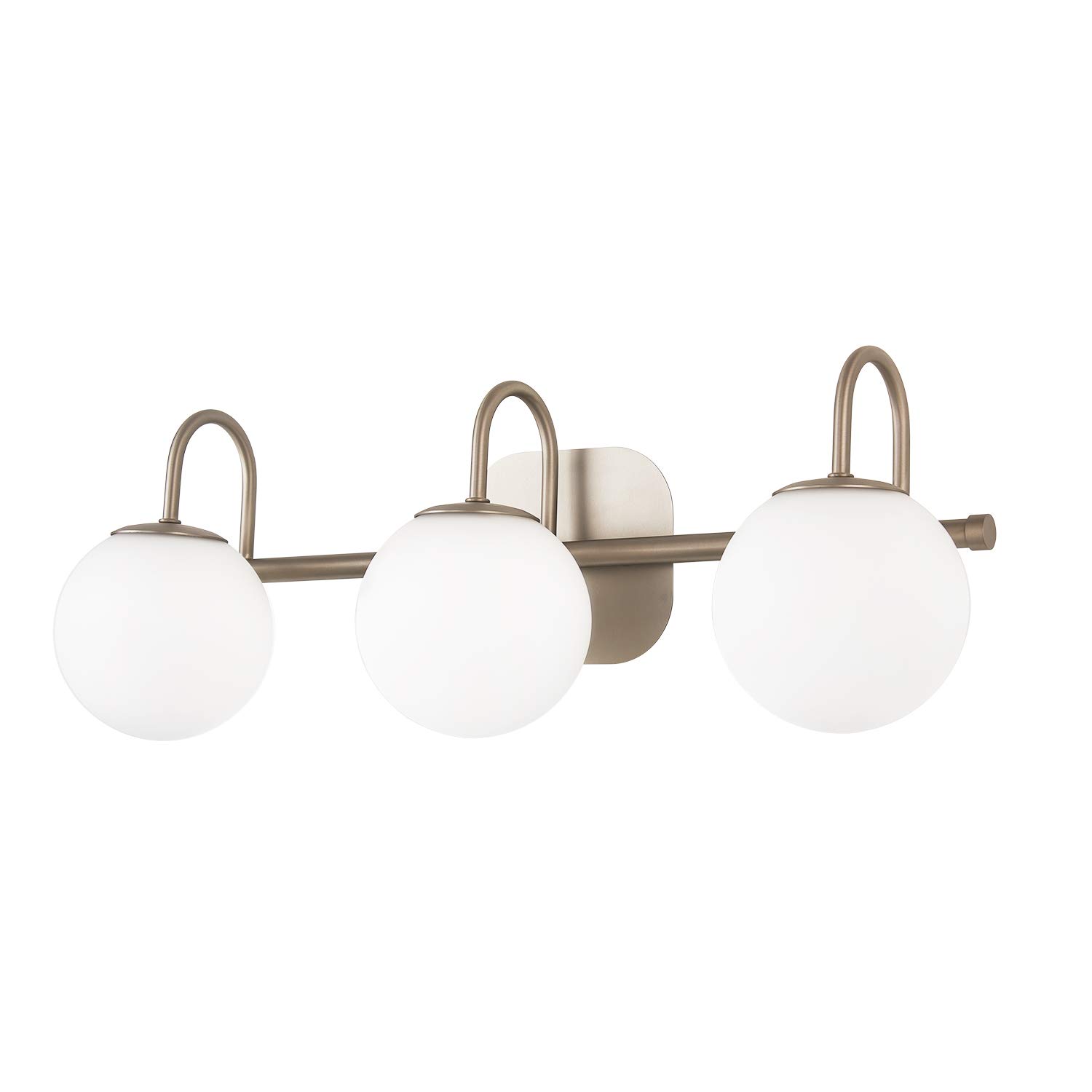 Modern Brushed Nickel Bathroom Vanity Light Fixture - 3-Light Wall Sconce with Milk White Glass Globe Shades for Bathroom Mirror Lighting, Vanity Bar & Powder Room (Excludes G9 Bulb) - Perfect for Contemporary Home Decor & Spa-Like Ambiance