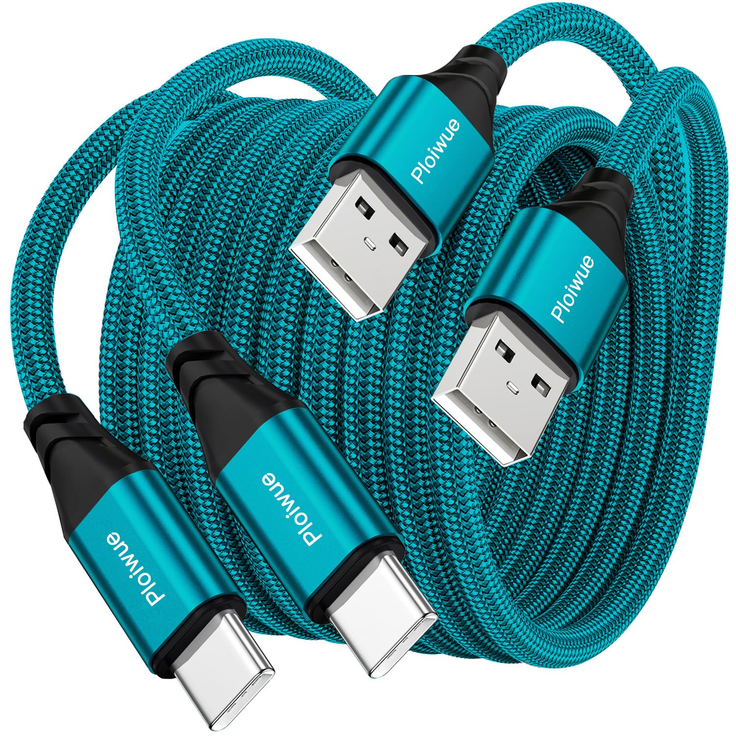 USB C Charger Cable 3M (10ft) 2-Pack - Fast Charging 3A Nylon Braided Type C Cable for Google Pixel, Sony Xperia, Nintendo Switch, Huawei P30/P20/P40, Samsung Galaxy S21/S20/S10/S9/S8/A21s/A40/A51/A12/A20e - Perfect for Home, Office & Travel Charging