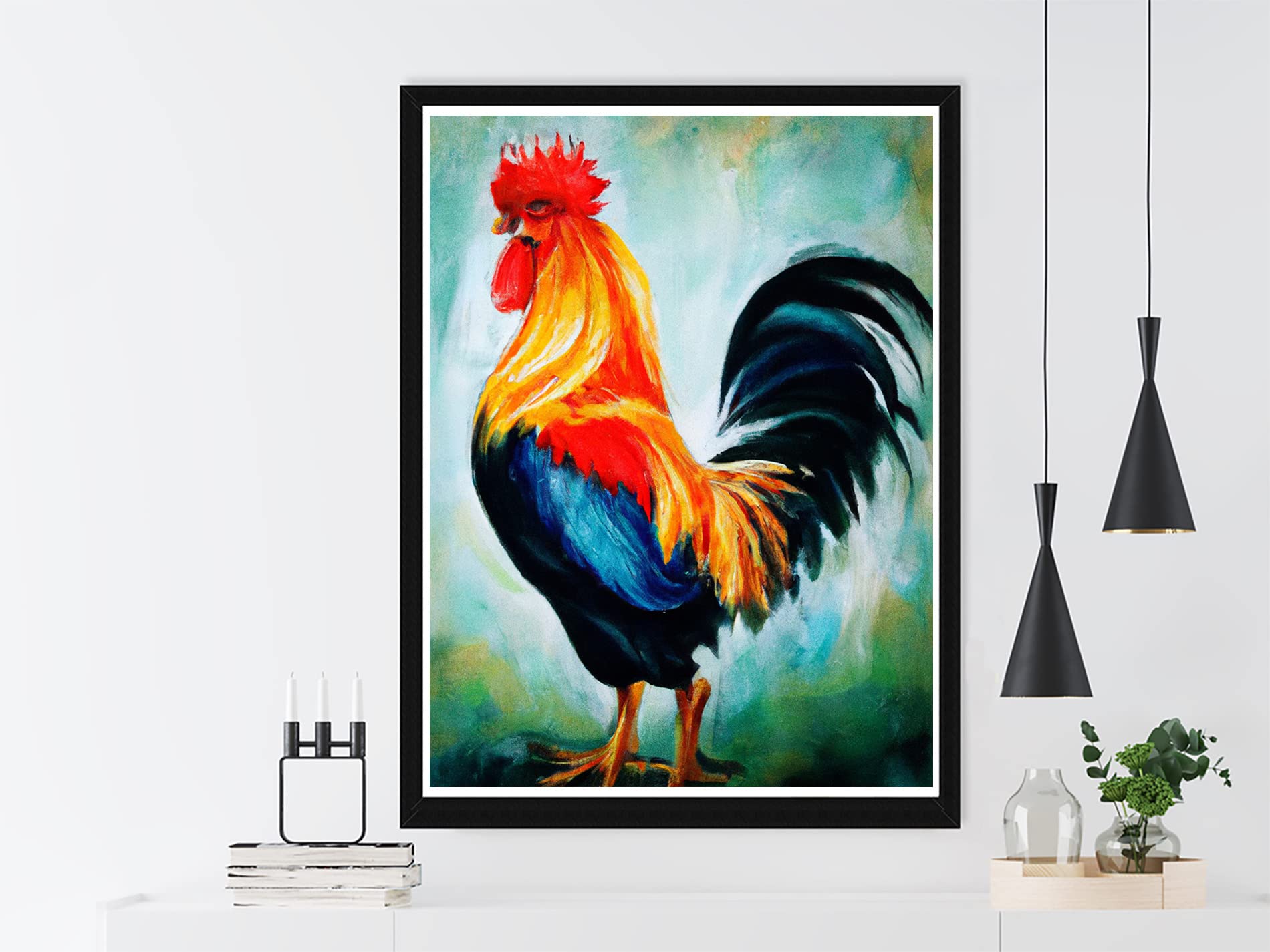 5D Diamond Painting Kit for Adults - Rooster Cock Animal Art, Full Drill Round Rhinestone Canvas Craft (12x16 Inch) | DIY Home Wall Decor, Relaxing Hobby Gift for Women & Men | Perfect for Living Room, Bedroom, Office Decoration