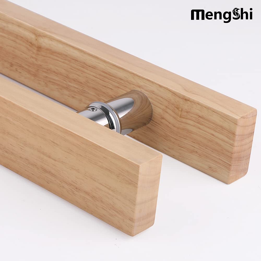 24 Inch Oak Wood Front Door Handle Set with Free Custom Logo - Closet Handle & Push Pull Design - Glass Pulls (600mm, Wood Color) for Home, Office & Cabinet Doors