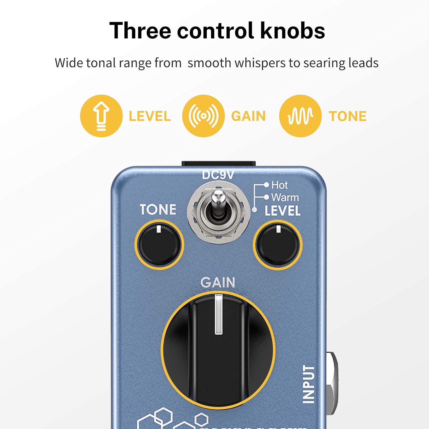 Donner Overdrive Guitar Pedal with DP-Z 9V Power Supply - 11 Isolated DC Outputs, USB Port for 9V/12V/18V Effect Pedals - Perfect for Live Performances & Studio Recording