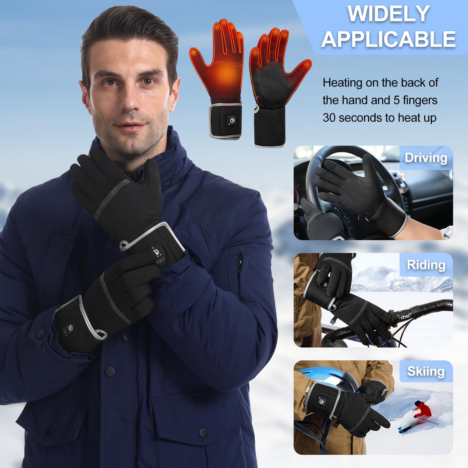 Smart Electric Heated Glove Liners for Men & Women - Rechargeable APP-Controlled Winter Gloves for Driving, Typing & Outdoor Activities - Perfect for Skiing, Hiking & Cold Weather Commutes