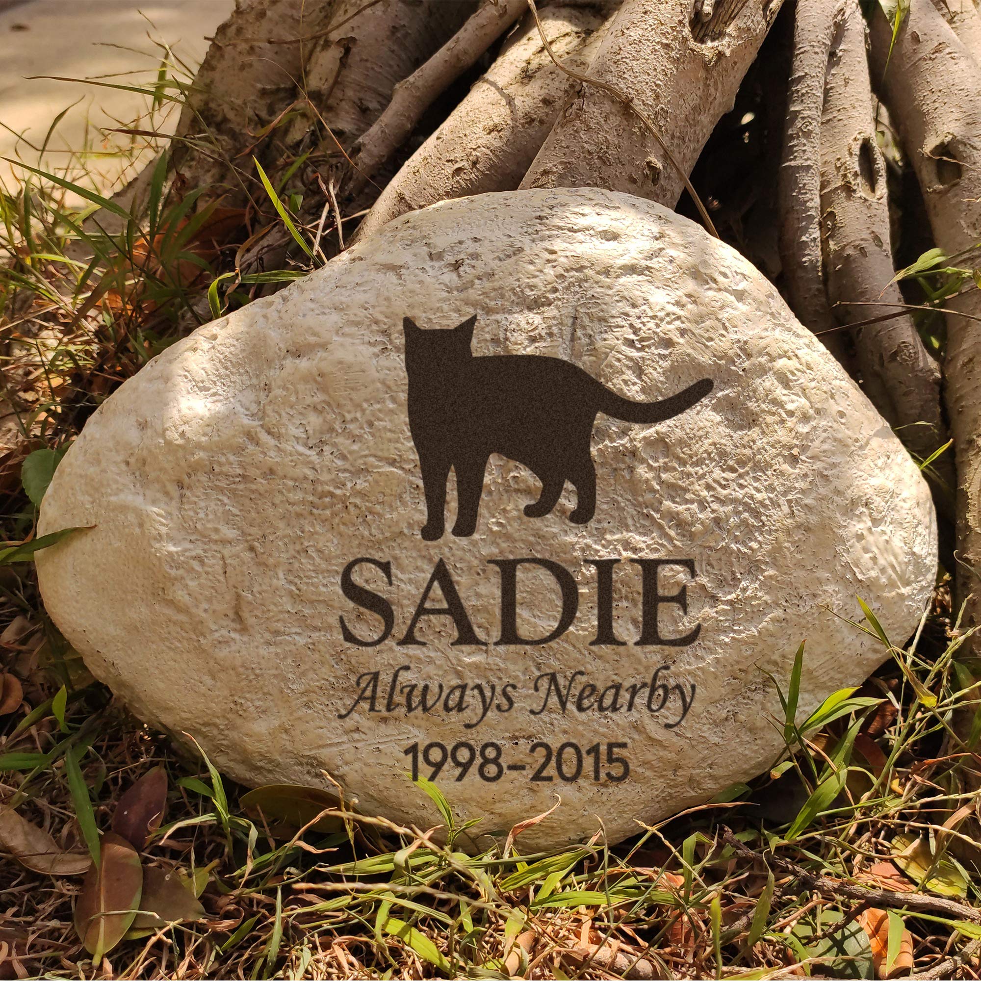 Custom Engraved Pet Memorial Stone - Waterproof Resin Pet Grave Marker for Dogs & Cats - Personalized Pet Loss Gift & Sympathy Keepsake - Perfect for Garden Memorials & Pet Cemeteries