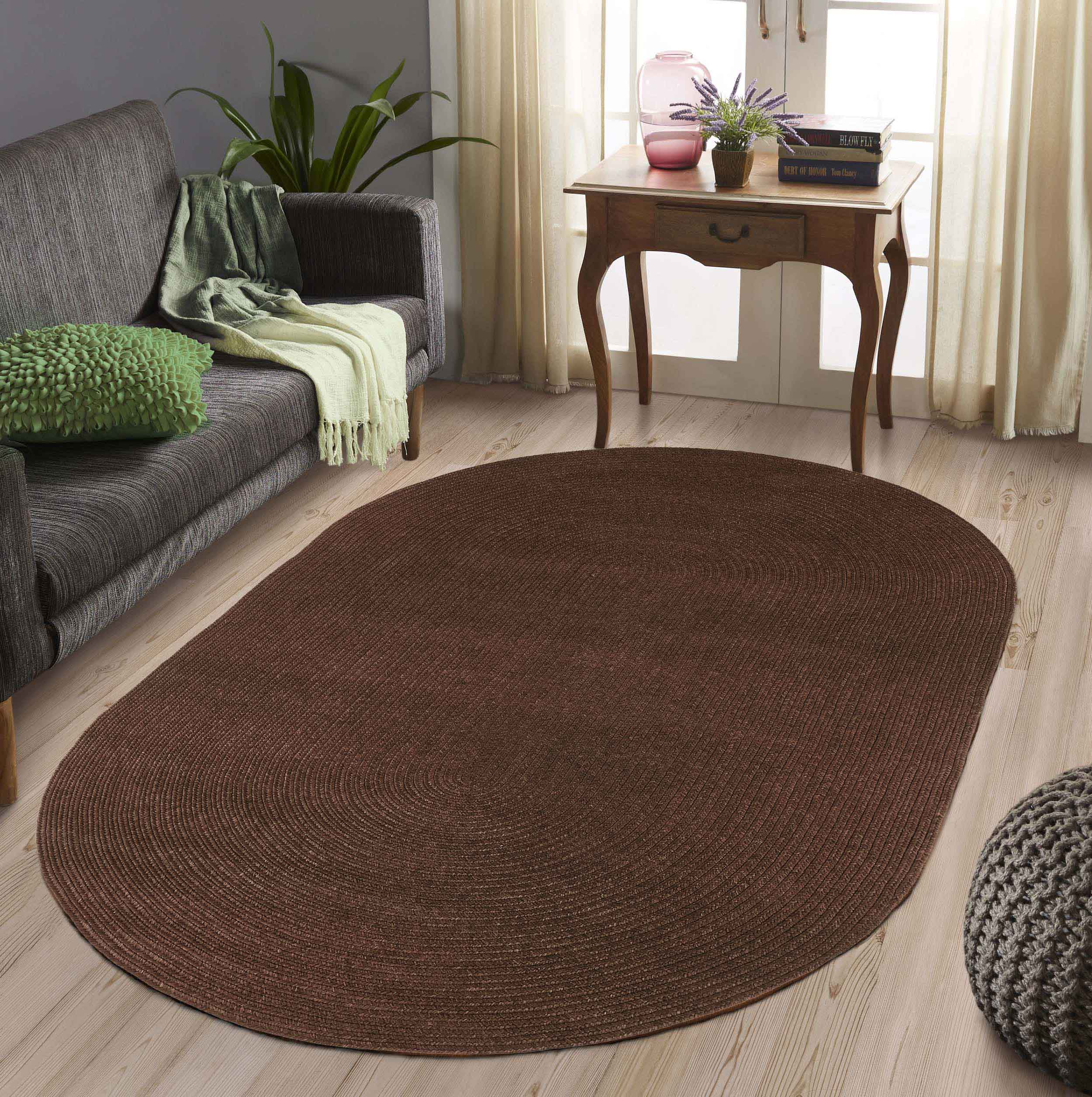 Classic Braided Area Rug - Non-Slip Indoor/Outdoor Oval Rug for Living Room, Bedroom, Patio & Deck - Soft & Durable Home Decor
