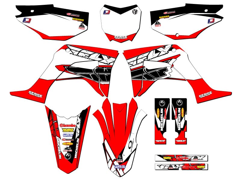 2019-2025 Honda CRF125F 13 Fly Red Senge Graphics Complete Kit - Full Body Decal Sticker Set for Dirt Bike Motocross Racing & Off-Road Adventure