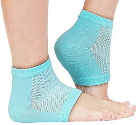 QUALIZA Moisturizing Gel Heel Socks for Cracked Heels - Pain Relief & Dry Skin Repair - Foot Care Cream Infused Socks with Ankle Support - Unisex One Size (1 Pair) - Perfect for Overnight Foot Treatment & Daily Comfort