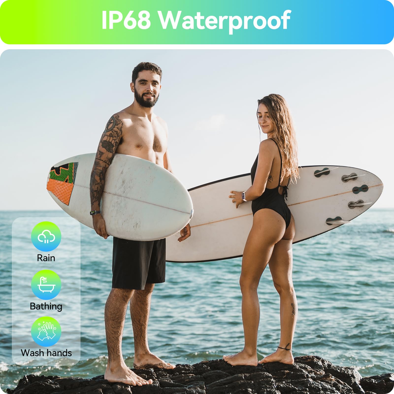 Smart Fitness Tracker with Heart Rate, Blood Oxygen & Sleep Monitor - IP68 Waterproof Activity Tracker, Pedometer & Step Counter for Women & Men (5.5