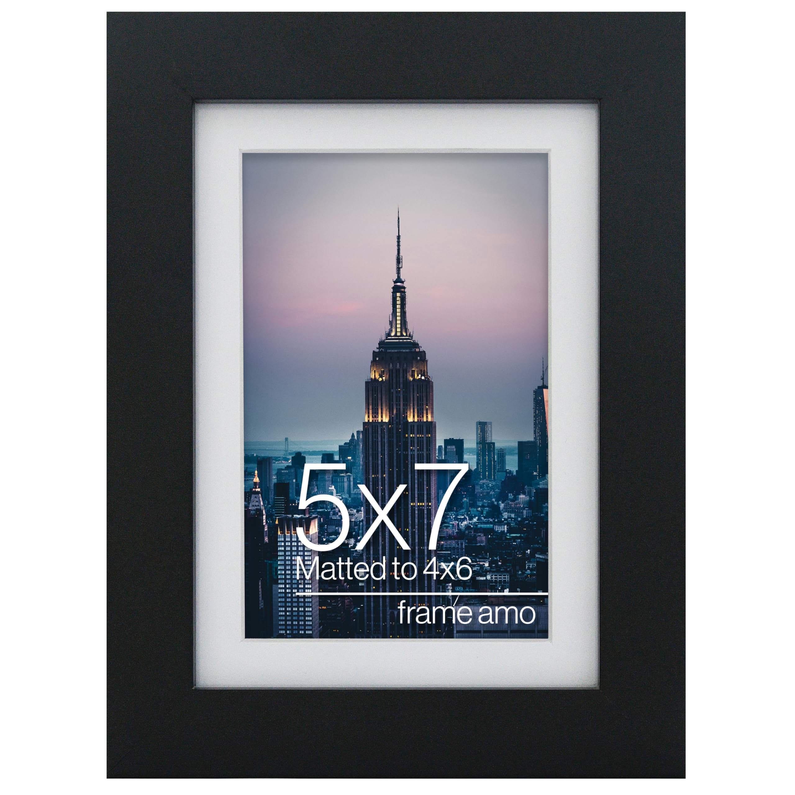 5x7 Black Picture Frame with 3.5x5.5 White Mat - Acrylic Front, 1 Inch Border - Perfect for 4x6 Photos - Wall Mount or Tabletop Display for Home, Office & Gifts