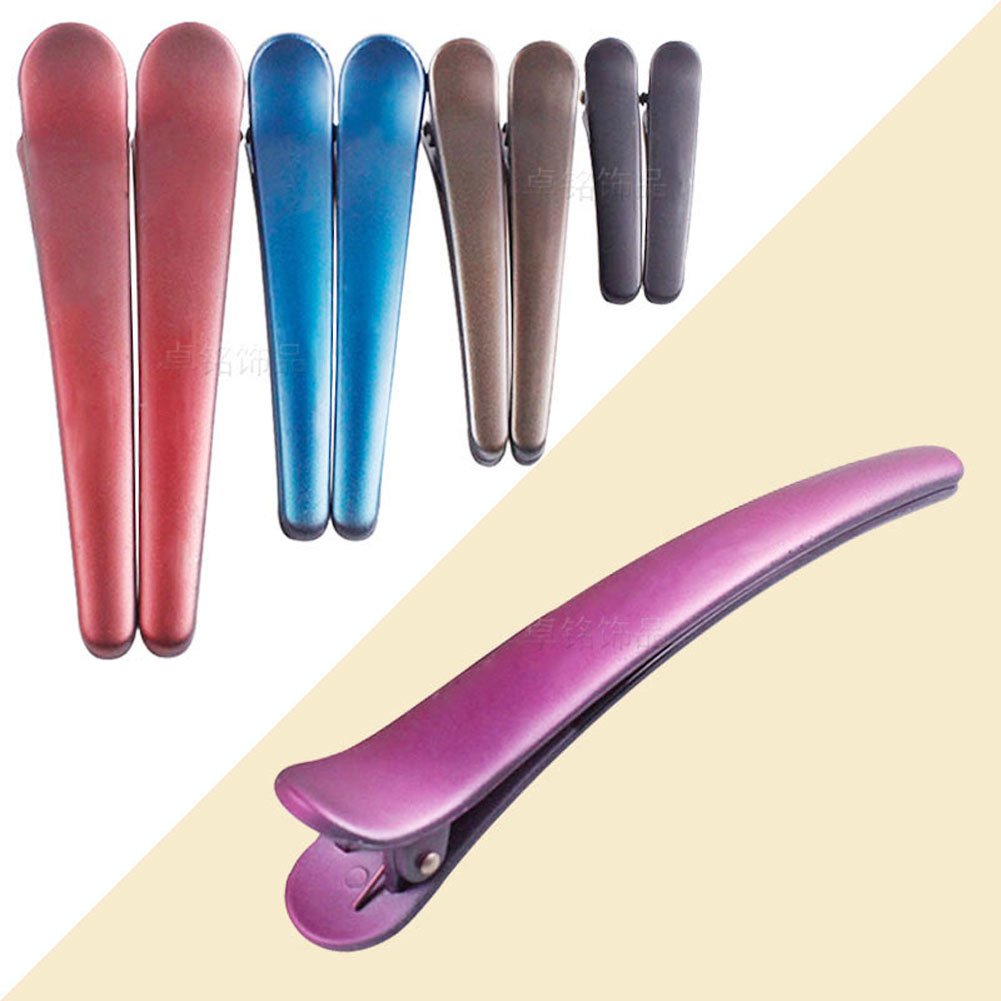 12PCS Professional Hair Barrettes Duck Bill Teeth Hair Clips - Non-Slip Band Clips for Salon & Home Use - Multicolor Plastic/Metal Alligator Bows (4.9CM) - Perfect for Styling, Braiding & Securing Hair