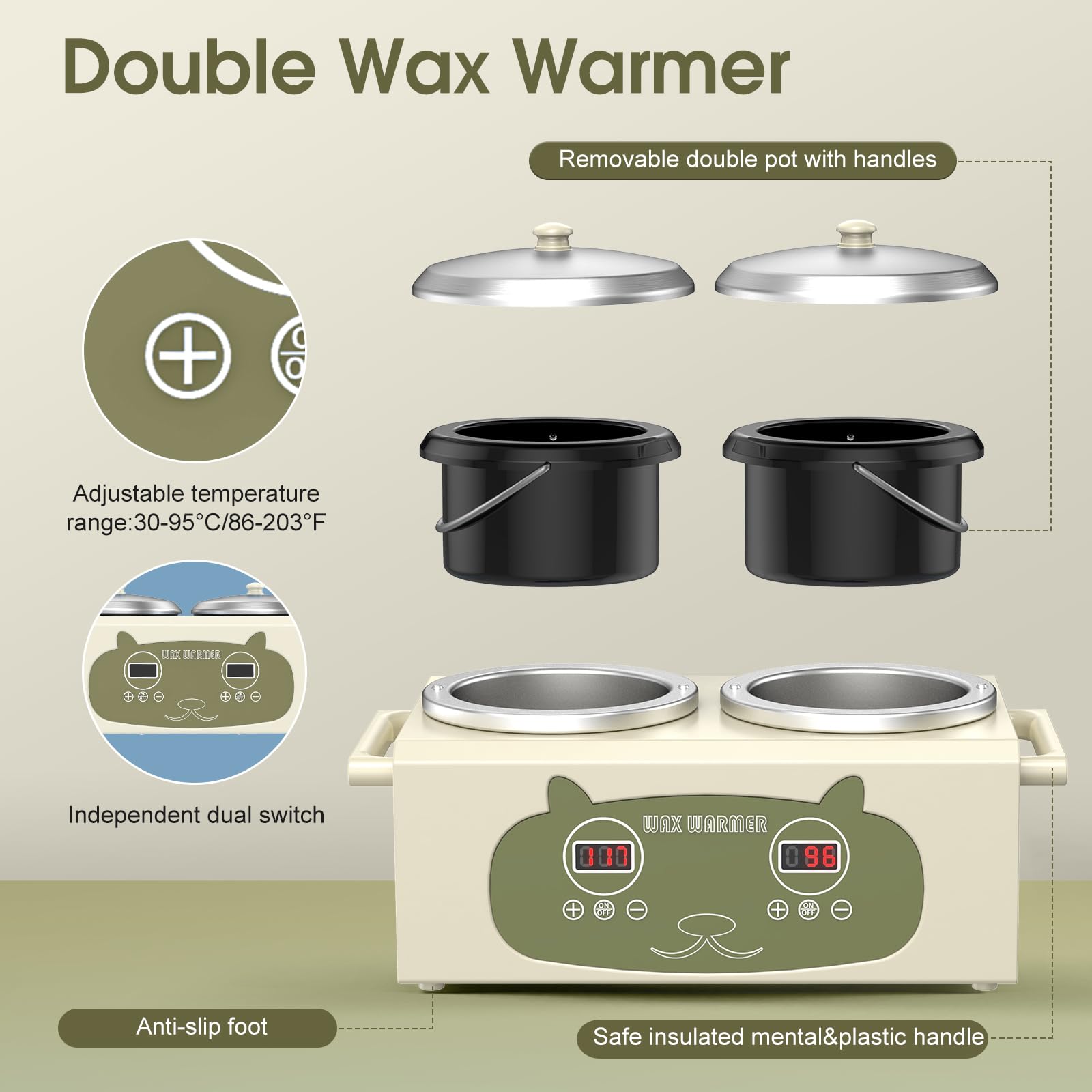 Professional Wax Warmer for Hair Removal - Electric Wax Heater with Waxing Kit for Smooth Skin | At-Home & Salon Use for Legs, Face, Bikini & Body