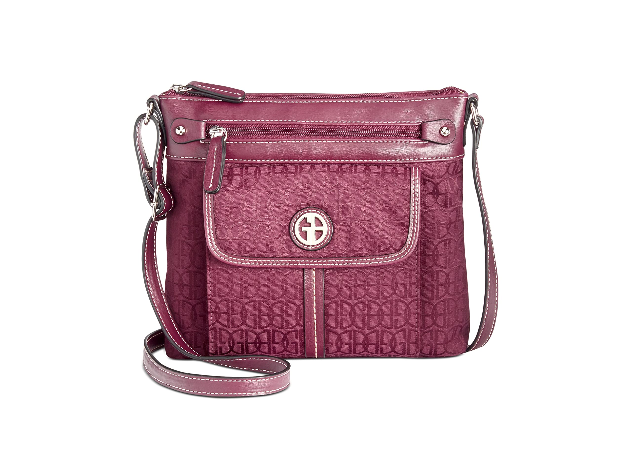 Giani Bernini Women's Burgundy Faux Leather Crossbody Handbag with Logo - Stylish Purse for Work, Travel & Everyday Use