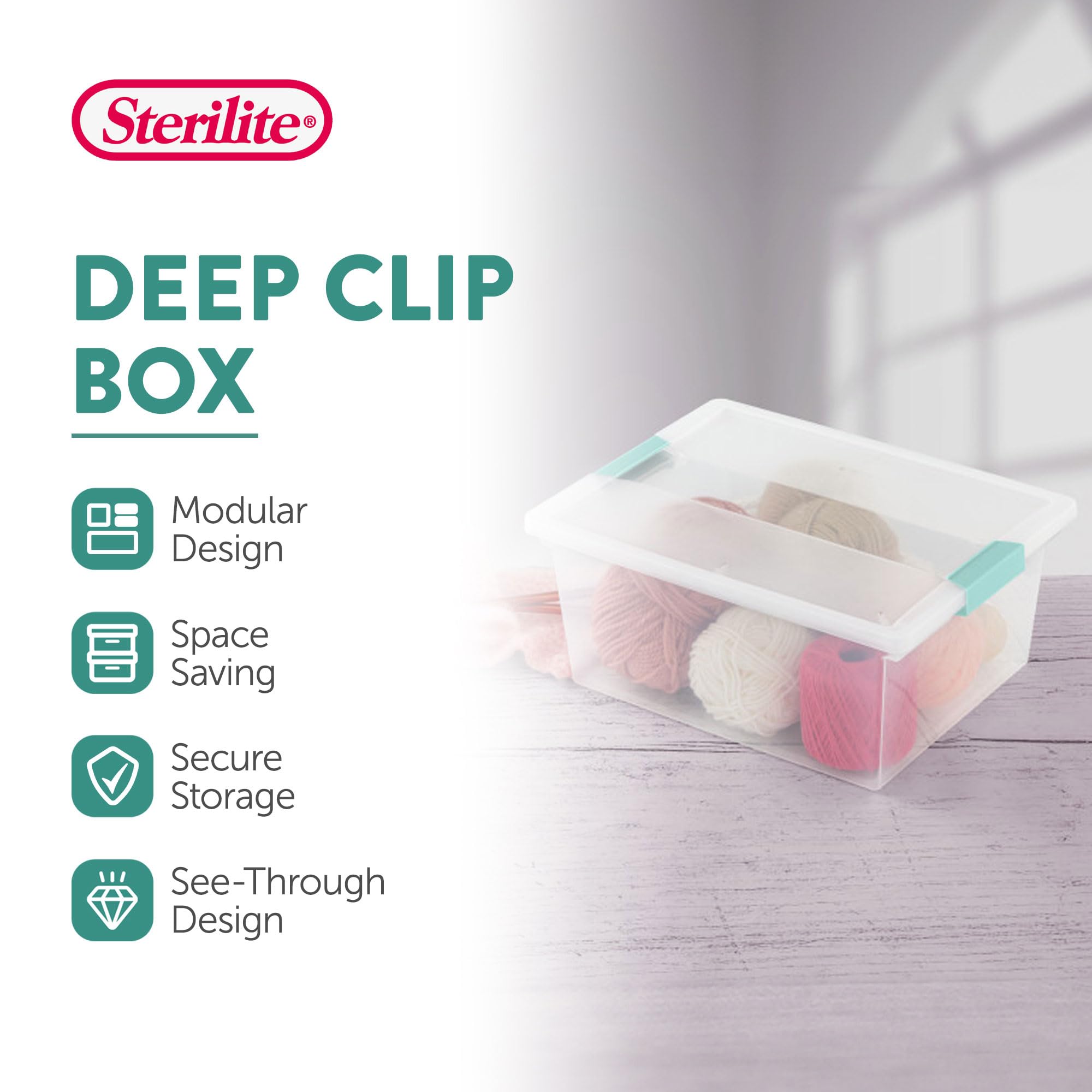 Sterilite 12-Pack Clear Plastic Storage Clip Boxes - Organize Craft Supplies, Office Items & Home Essentials - Durable Deep Containers for Craft Rooms, Closets & Pantry Organization