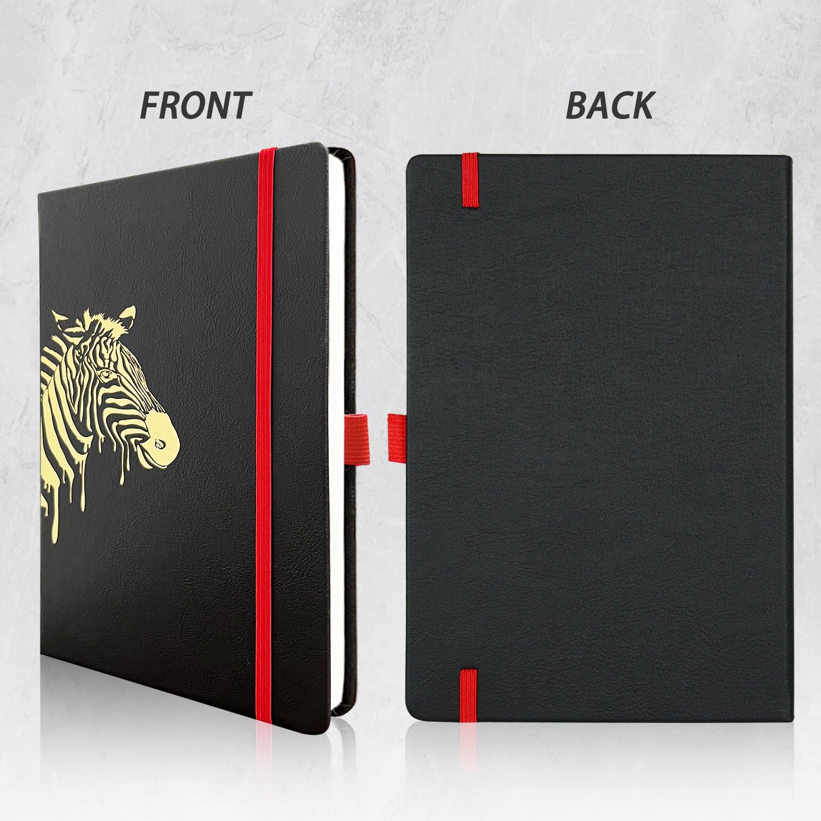 Premium Lined Black Journal Notebook - 192 Pages A5 Hardcover with Thick Paper, Pen Loop & Pocket - College Ruled for Writing, Note Taking - Perfect for Travel, Business, Work, School & Daily Use - 5.6