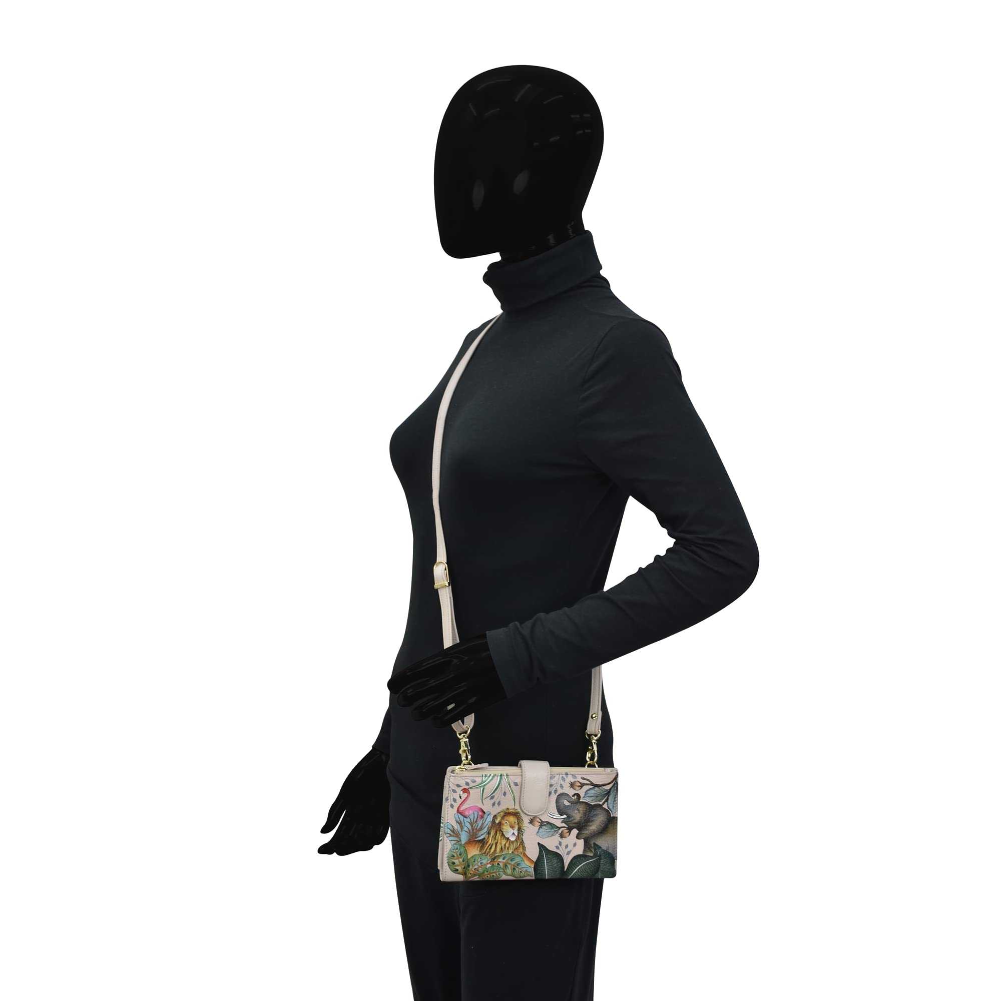 Anuschka Hand-Painted Leather Women's Large Phone Case with Wallet - Stylish & Functional for Everyday Use, Travel, and Business