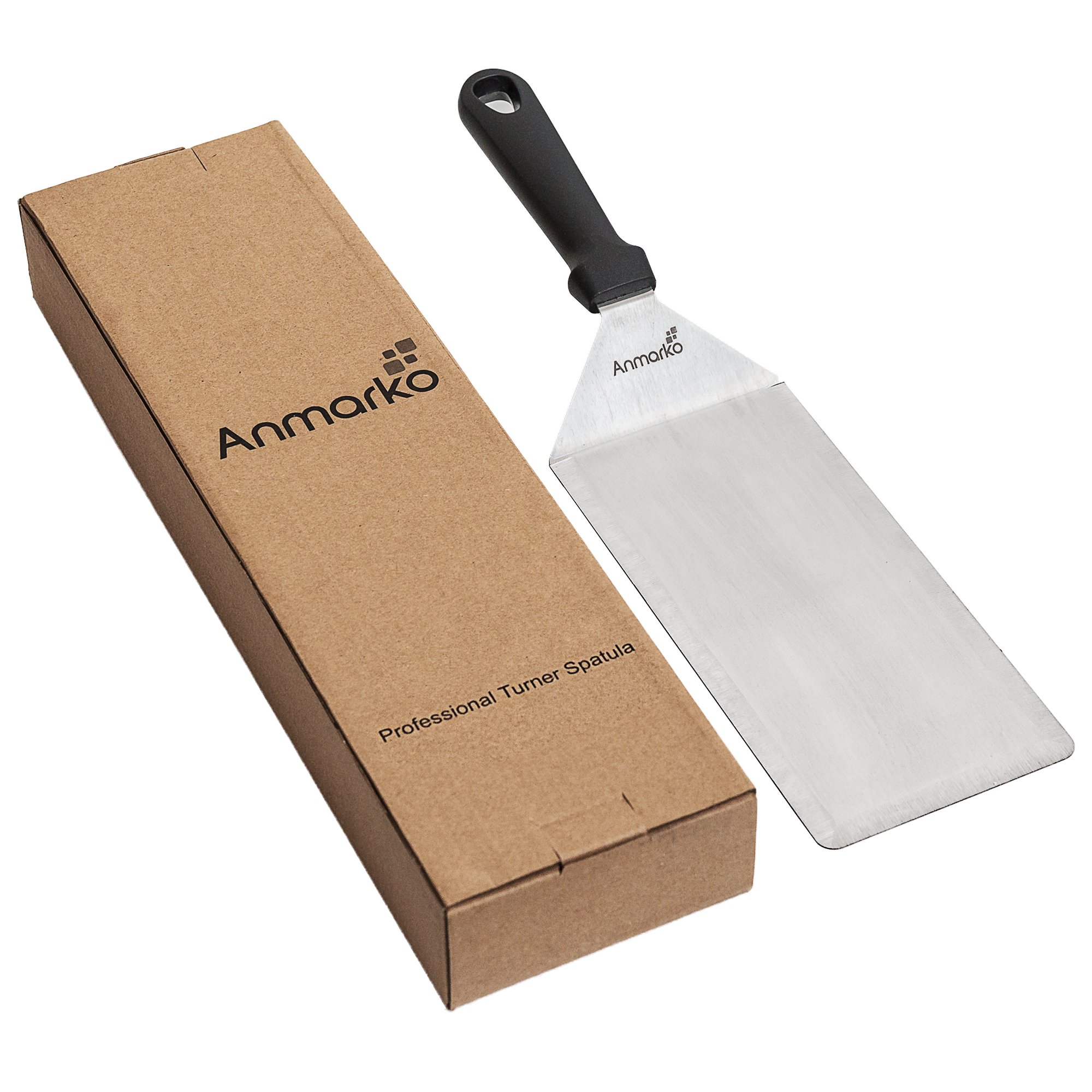 Large 4x8 Inch Heavy Duty Metal Griddle Spatula - Professional Burger Smasher, Hamburger Turner & Pancake Flipper - Commercial Grade Grill Scraper for BBQ, Flat Top Griddles & Outdoor Cooking - Perfect for Backyard Grilling, Camping & Restaurant Use