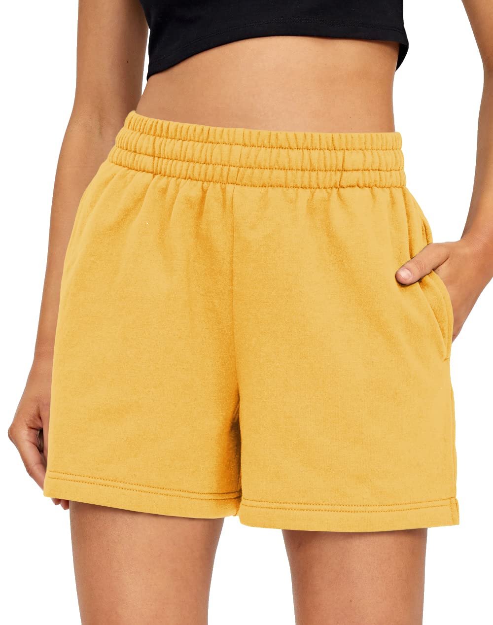 AUTOMET Women's High Waisted Sweat Shorts - Summer Casual Athletic Shorts with Pockets for Running, Gym, Lounge & Outdoor Activities